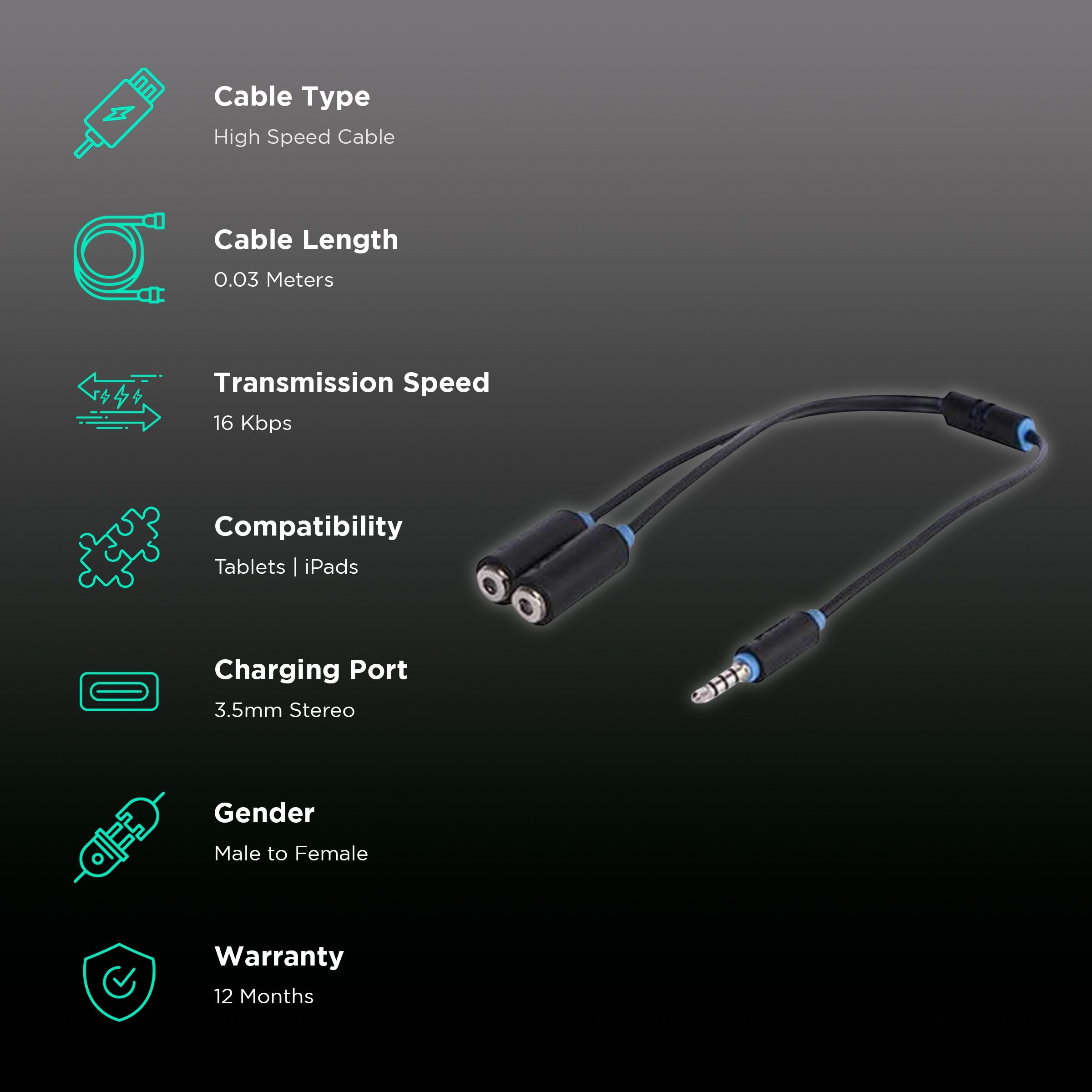 ultraprolink 3.5mm Stereo to 3.5mm Stereo 2-in-1 Cable (Y-Shaped Design, Black) ultraprolink 3.5mm Stereo to 3.5mm Stereo 2-in-1 Cable (Y-Shaped Design, Black)_2
