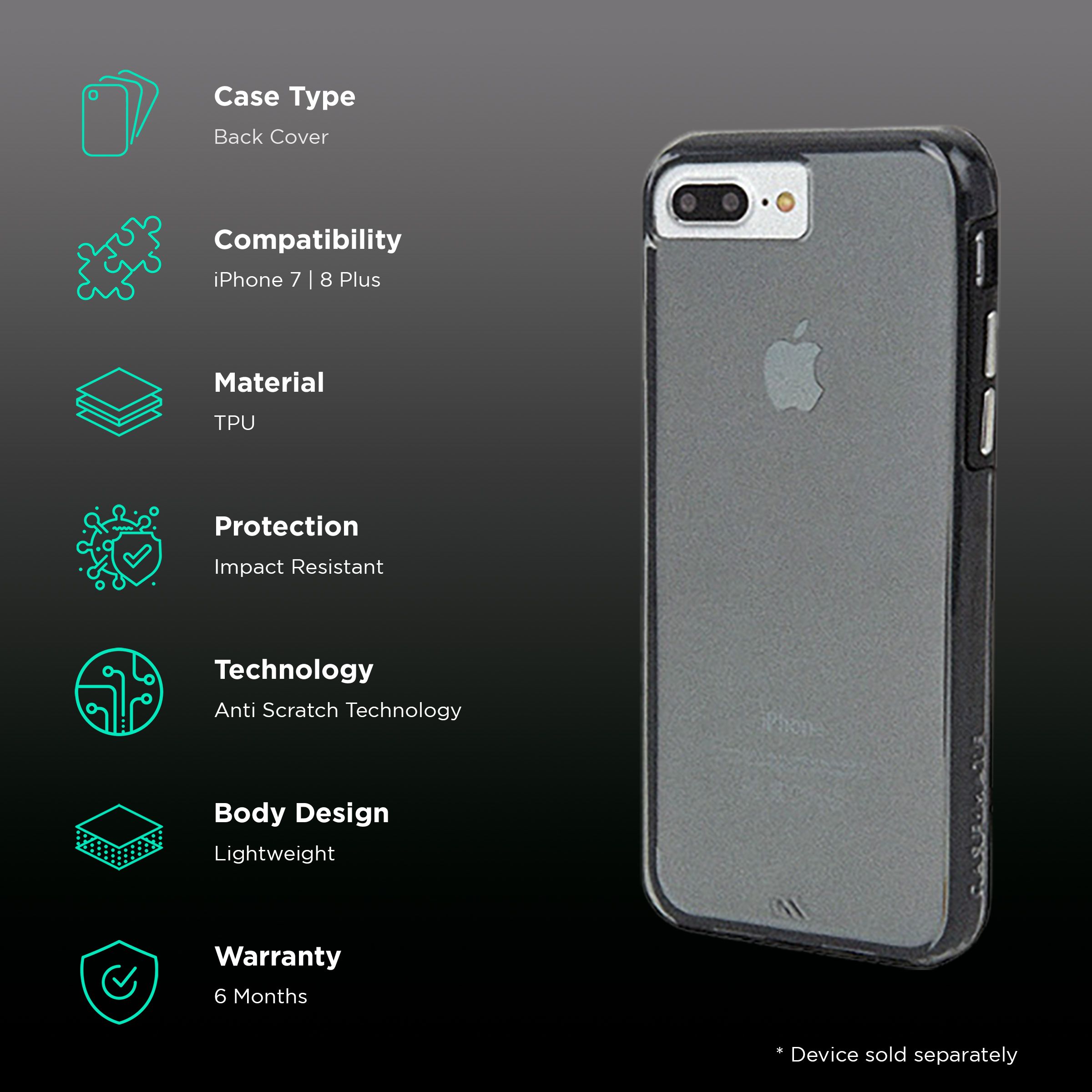 Case-Mate CM034754X TPU Back Cover for Apple iPhone 7 Plus and 8 Plus (Anti Scratch Technology, Smoke) Case-Mate CM034754X TPU Back Cover for Apple iPhone 7 Plus and 8 Plus (Anti Scratch Technology, Smoke)_2