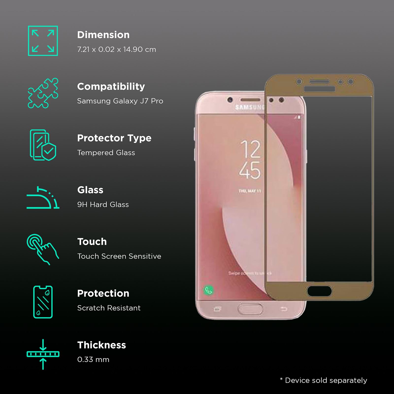 stuffcool Mighty 2.5D Tempered Glass for SAMSUNG Galaxy J7 Pro (Scratch Resistant)_3
