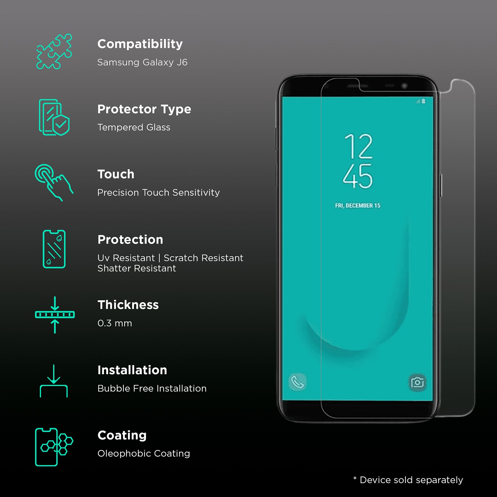 scratchgard Screen Protector For Samsung Galaxy J6 (Fingerprint Resistant)_3