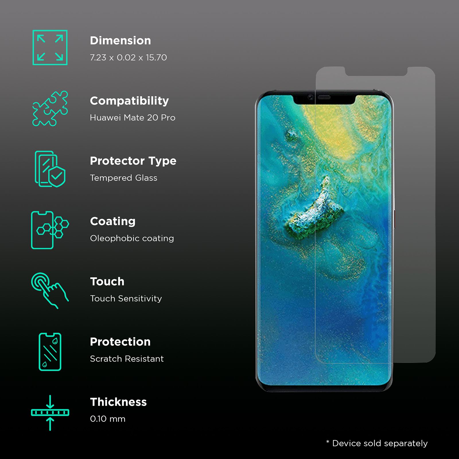scratchgard Kurve Primo 3D Screen Protector for Huawei Mate 20 Pro (Fingerprint Resistant) scratchgard Kurve Primo 3D Screen Protector for Huawei Mate 20 Pro (Fingerprint Resistant)_3