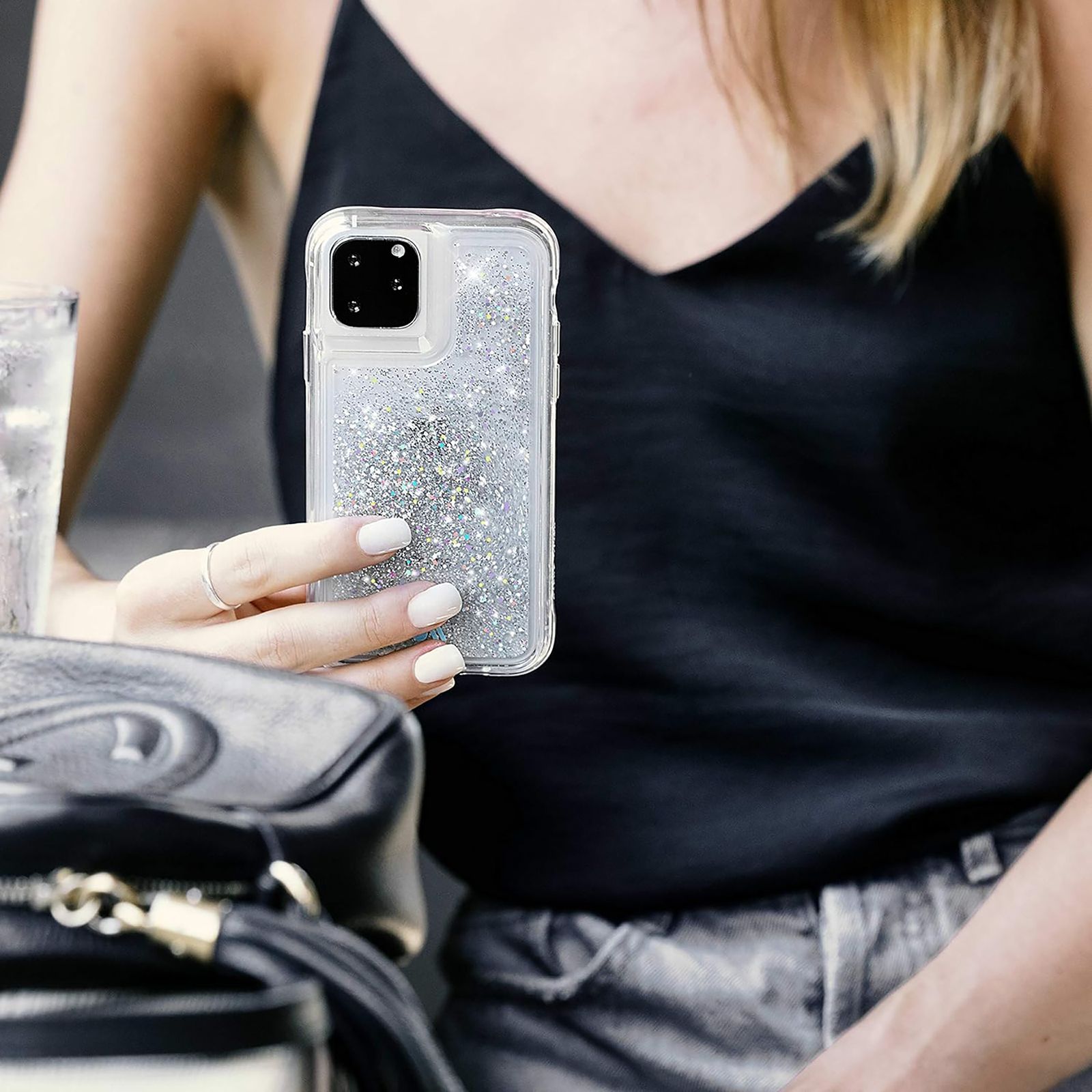 Case-Mate Waterfall Glitter Polycarbonate Back Cover for Apple iPhone 11 Pro (Wireless Charging Compatible, Iridescent Diamond)_8