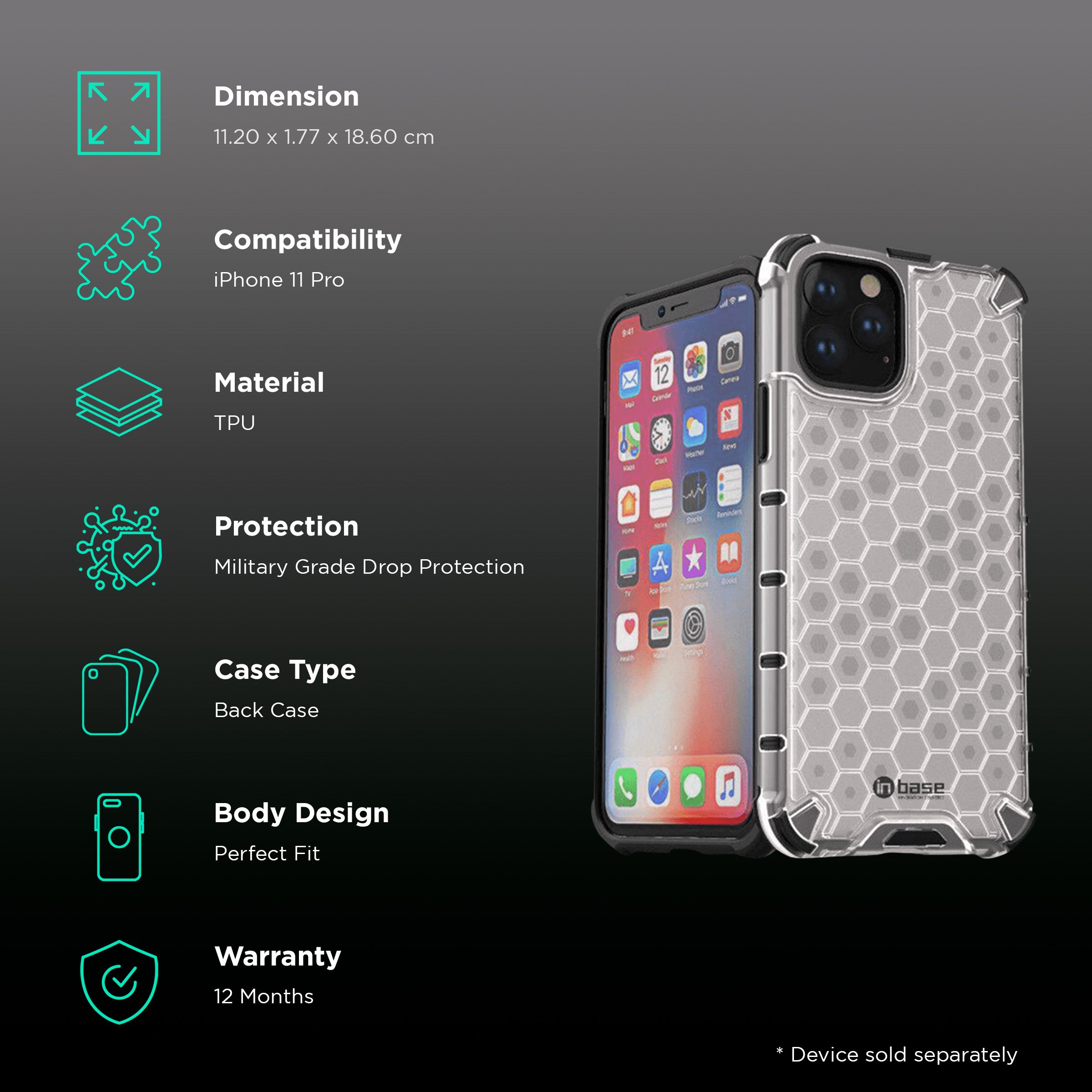 in base XD Series TPU Back Cover for Apple iPhone 11 Pro (Military Grade Drop Protection, Black) in base XD Series TPU Back Cover for Apple iPhone 11 Pro (Military Grade Drop Protection, Black)_2