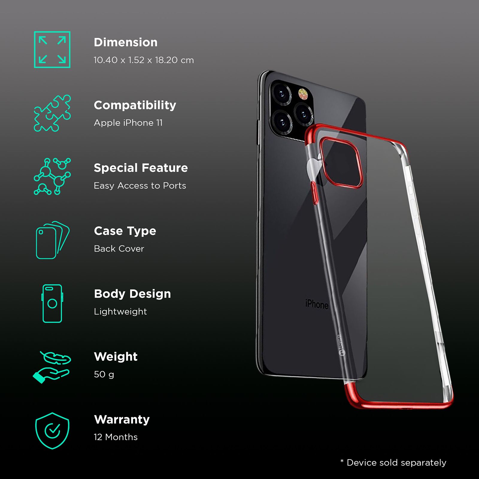 in base Luxury High Grade Hard Back Cover for Apple iPhone 11 (Camera Protection, Clear)_2