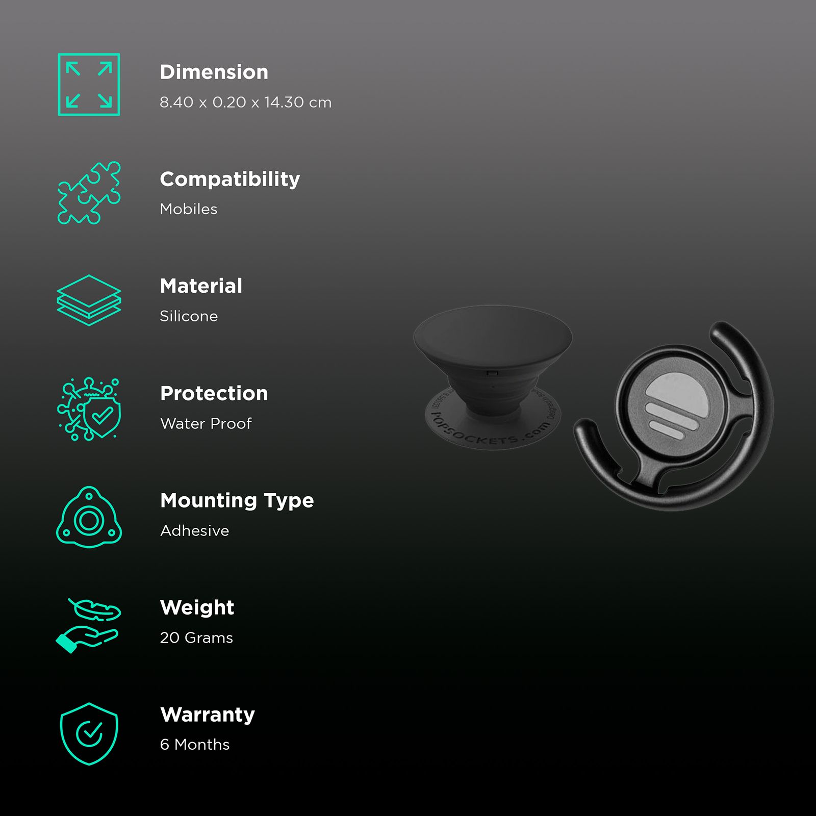Popsocket Grip and Mount Combo Mobile Holder (405000, Black) Popsocket Grip and Mount Combo Mobile Holder (405000, Black)_2