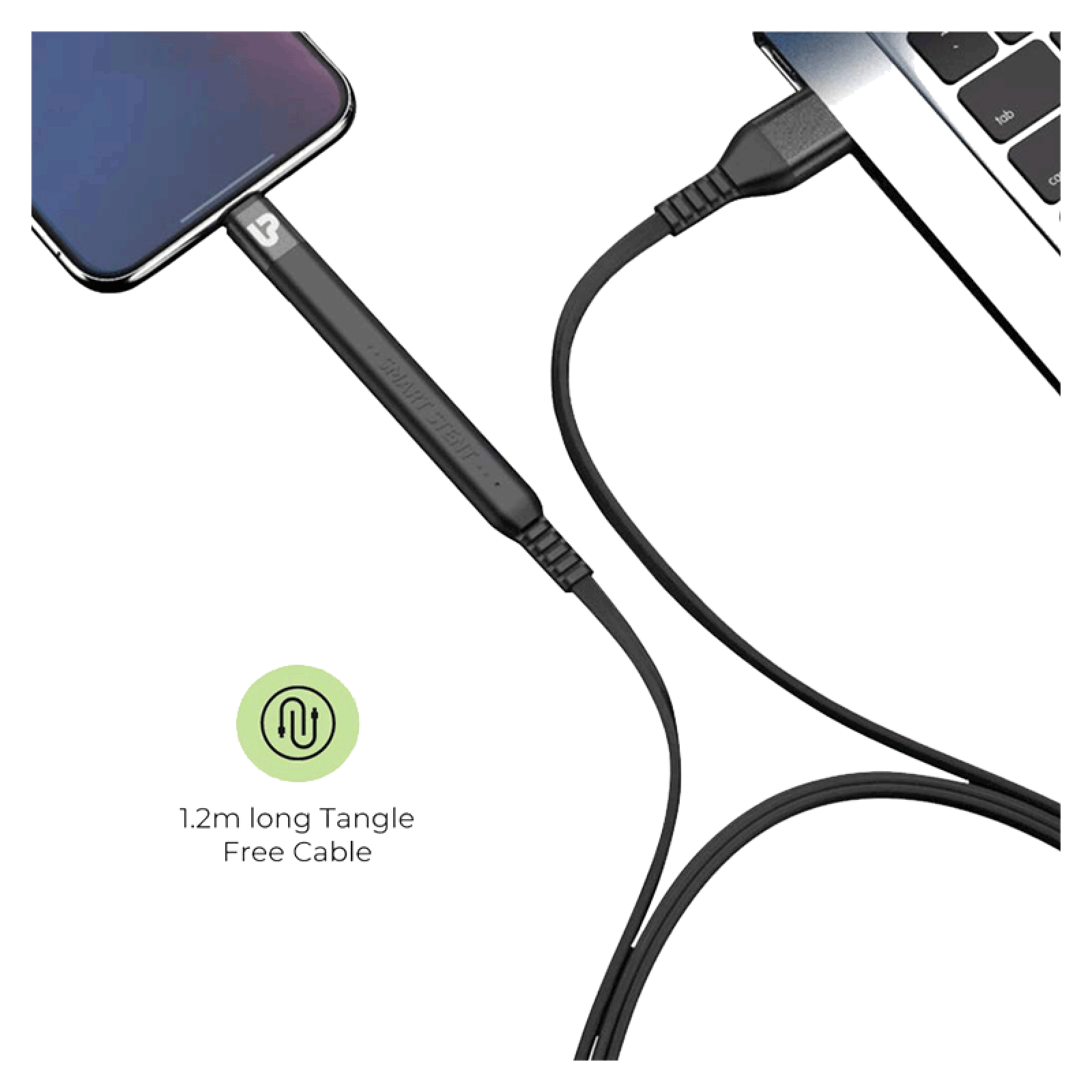 ultraprolink Flex Type A to Type C 3.9 Feet (1.2M) Cable (Tangle Free Flat Wire, Black) ultraprolink Flex Type A to Type C 3.9 Feet (1.2M) Cable (Tangle Free Flat Wire, Black)_6