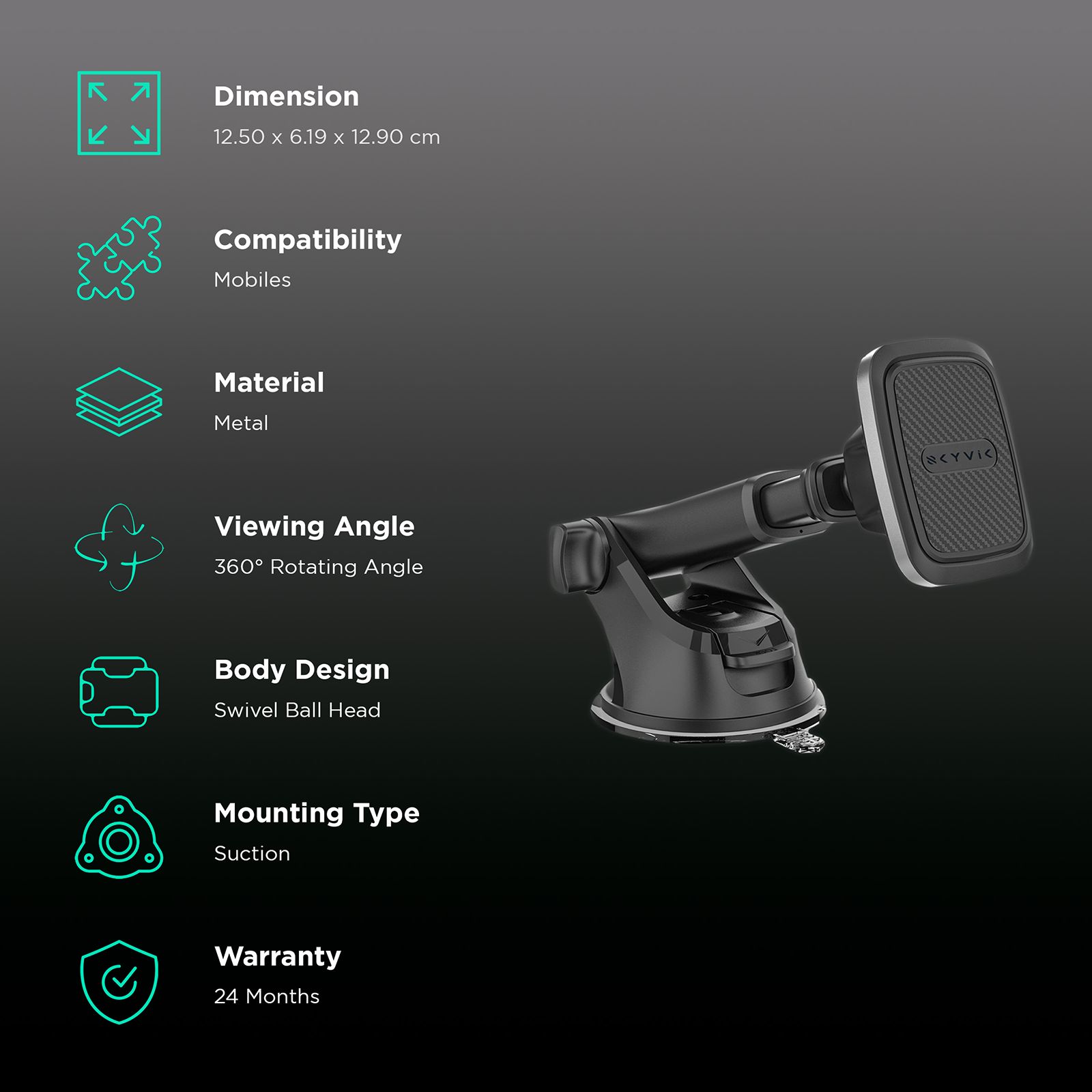SKYVIK Truhold Windshield Magnetic Mobile Holder (Car, CM-WM01, Black)_3