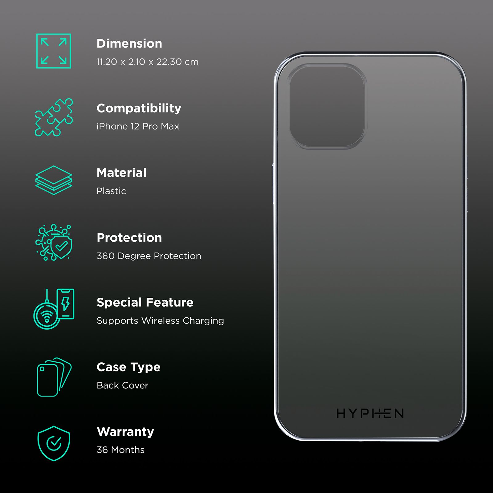 HYPHEN Frame TPU & Plastic Back Cover for Apple iPhone 12 Pro Max (Supports Wireless Charging, Silver) HYPHEN Frame TPU & Plastic Back Cover for Apple iPhone 12 Pro Max (Supports Wireless Charging, Silver)_2