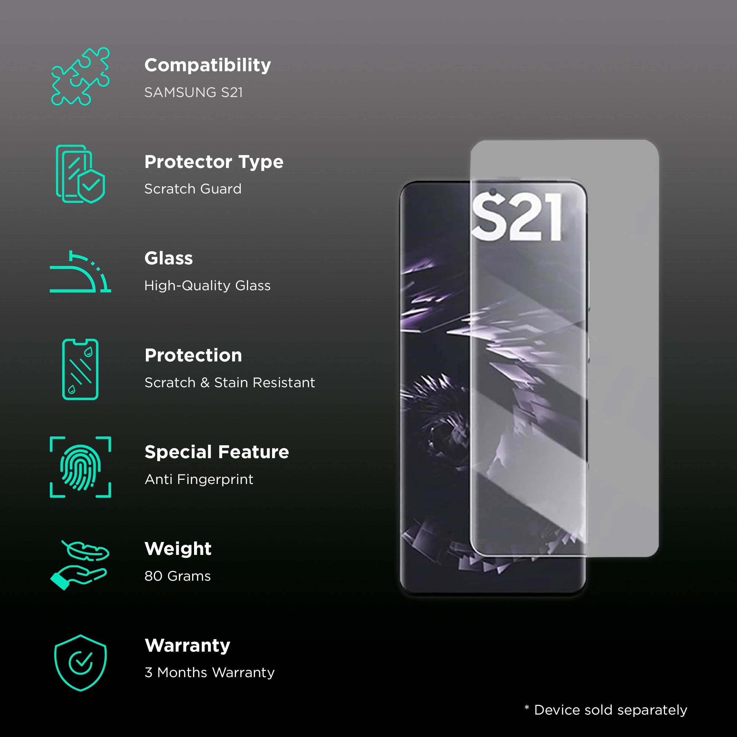 Hyphen Screen Protector for SAMSUNG S21 (Anti Fingerprint)_2
