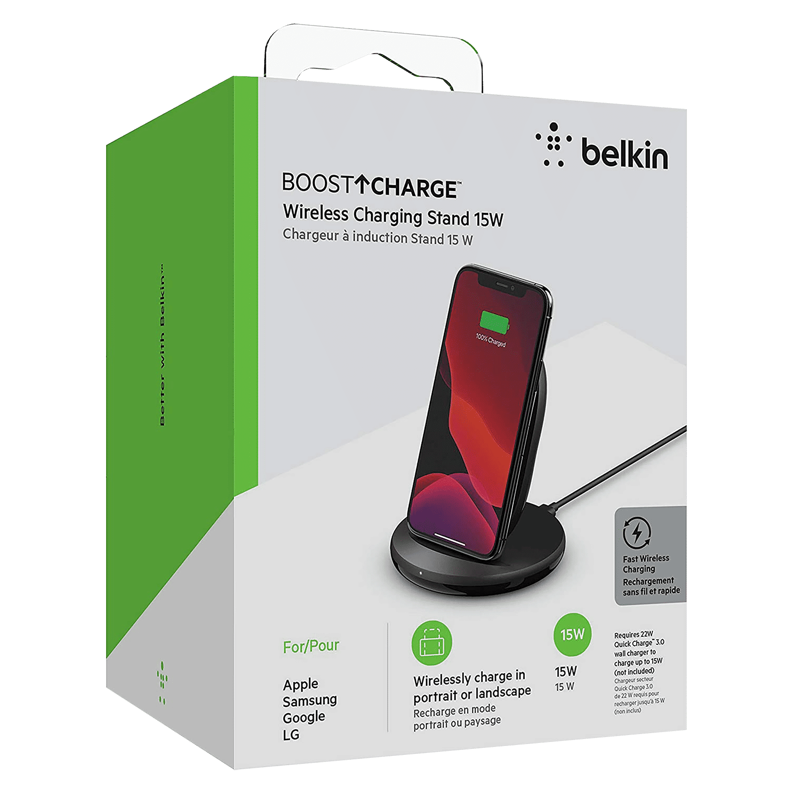 belkin Boost Charge 15W Wireless Charging Pad for iOS, Android (Qi Certified, Fast Charging, Black)_3