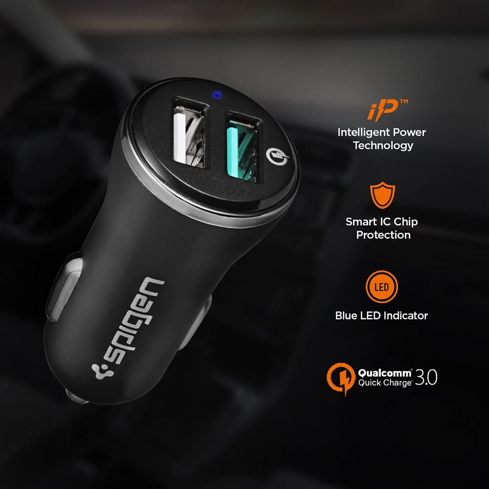spigen 30 Watts 2 USB Ports Car Charging Adapter (Safe Charging, 000CG20643, Black) spigen 30 Watts 2 USB Ports Car Charging Adapter (Safe Charging, 000CG20643, Black)_10