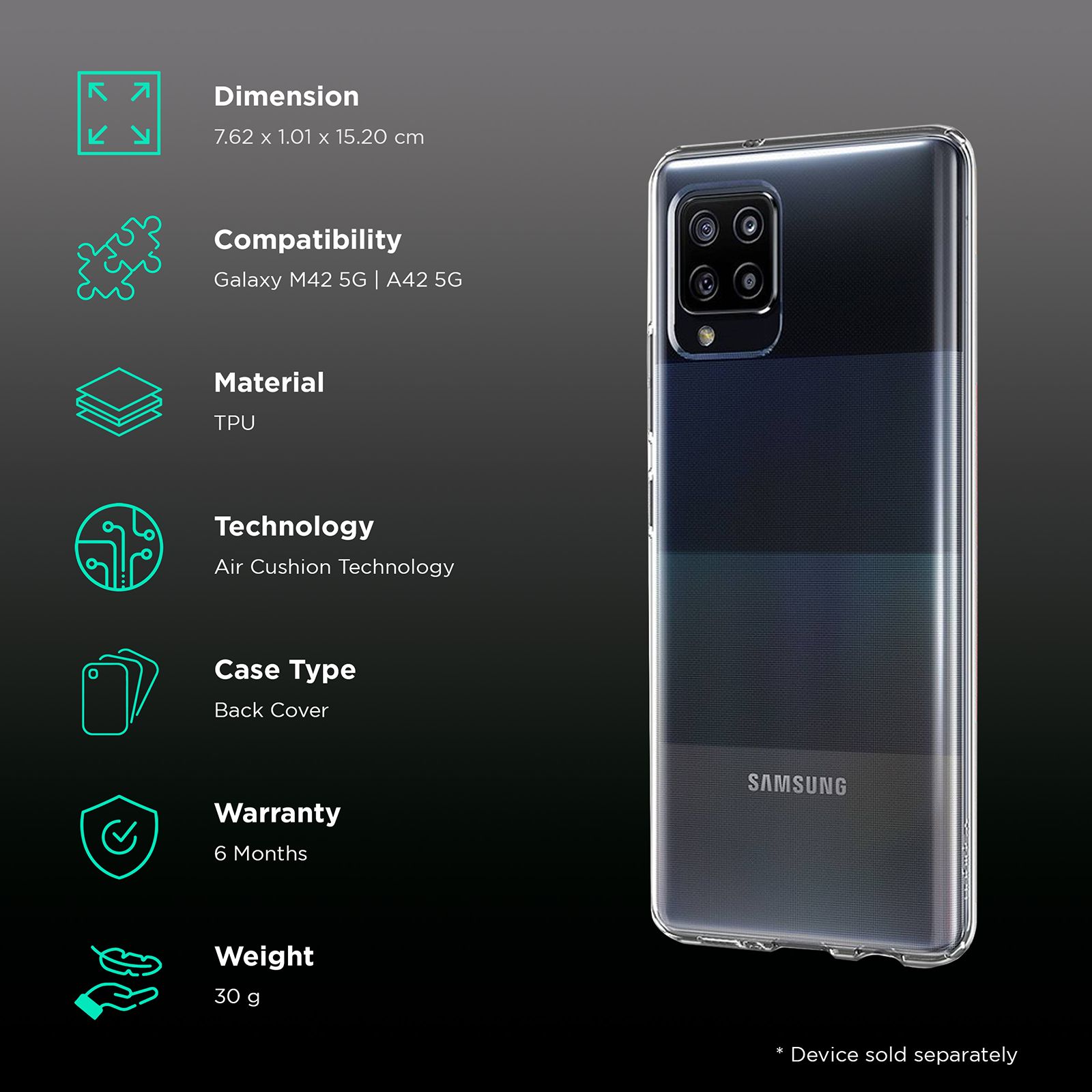 spigen Liquid Crystal Glitter TPU Back Cover for SAMSUNG Galaxy M42 5G, A42 5G (Air Cushion Technology, Crystal Clear) spigen Liquid Crystal Glitter TPU Back Cover for SAMSUNG Galaxy M42 5G, A42 5G (Air Cushion Technology, Crystal Clear)_2