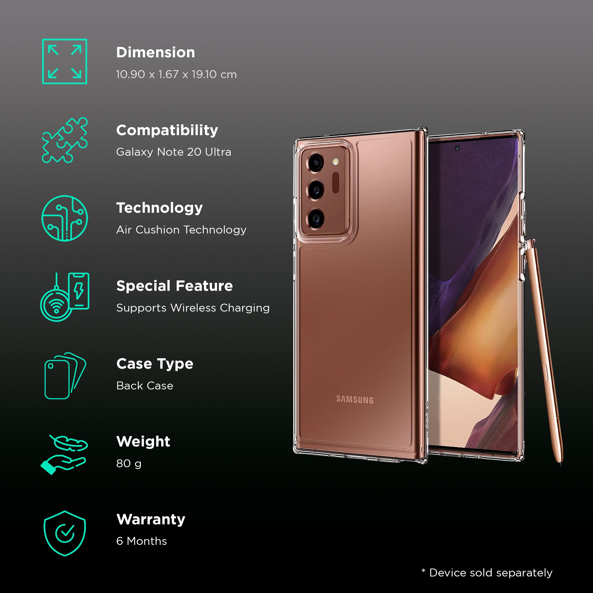 spigen Back Cover for SAMSUNG Galaxy Note 20 Ultra (Wireless Charging Compatible, Crystal) spigen Back Cover for SAMSUNG Galaxy Note 20 Ultra (Wireless Charging Compatible, Crystal)_2