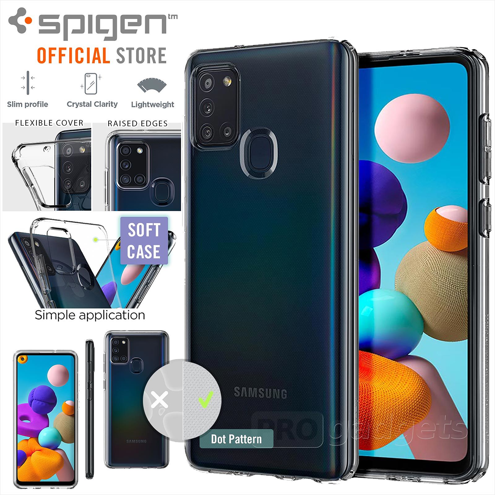 spigen Liquid Crystal TPU Back Case For Galaxy A21s (Glitter-Infused, ACS00975, Clear) spigen Liquid Crystal TPU Back Case For Galaxy A21s (Glitter-Infused, ACS00975, Clear)_10