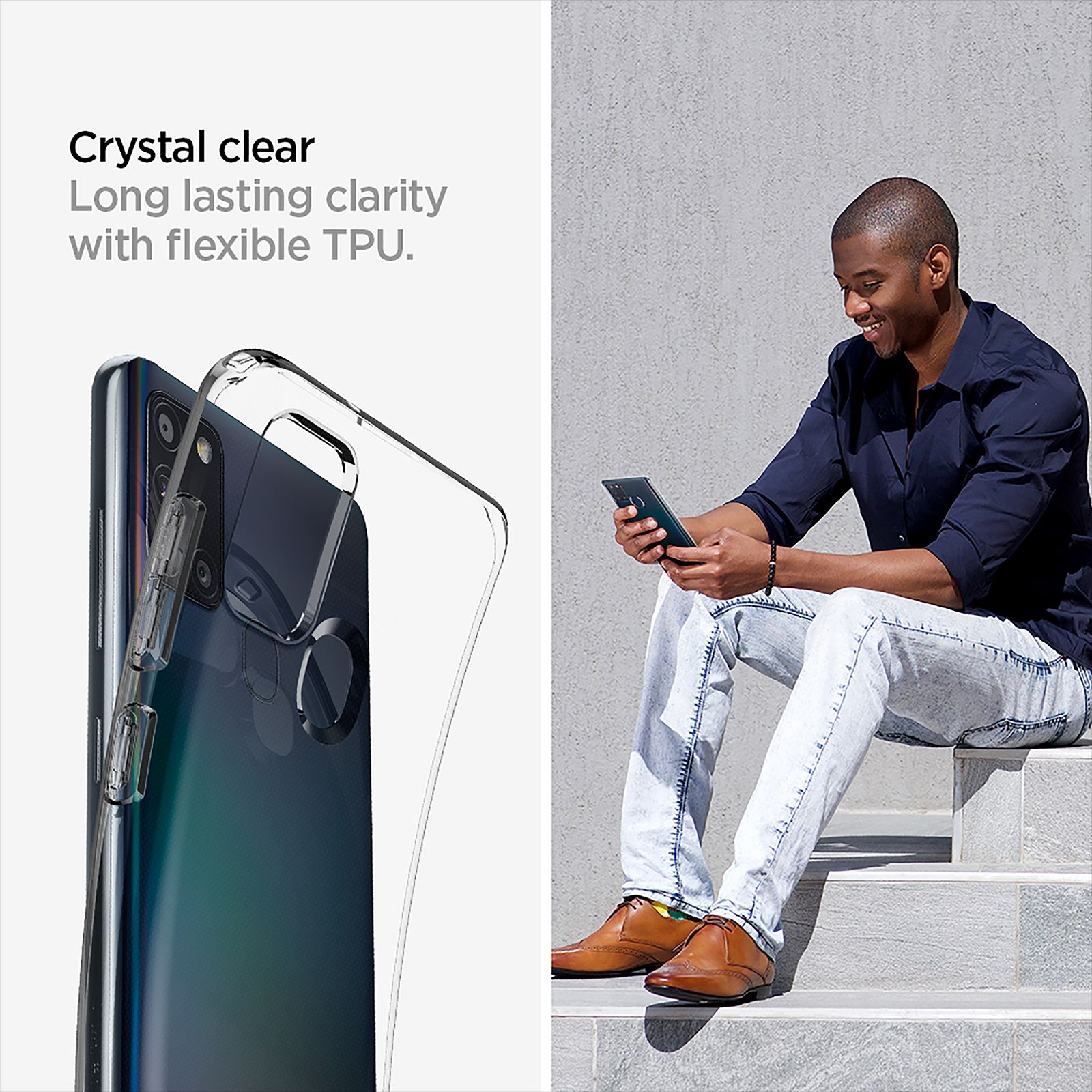 spigen Liquid Crystal TPU Back Case For Galaxy A21s (Glitter-Infused, ACS00975, Clear) spigen Liquid Crystal TPU Back Case For Galaxy A21s (Glitter-Infused, ACS00975, Clear)_3
