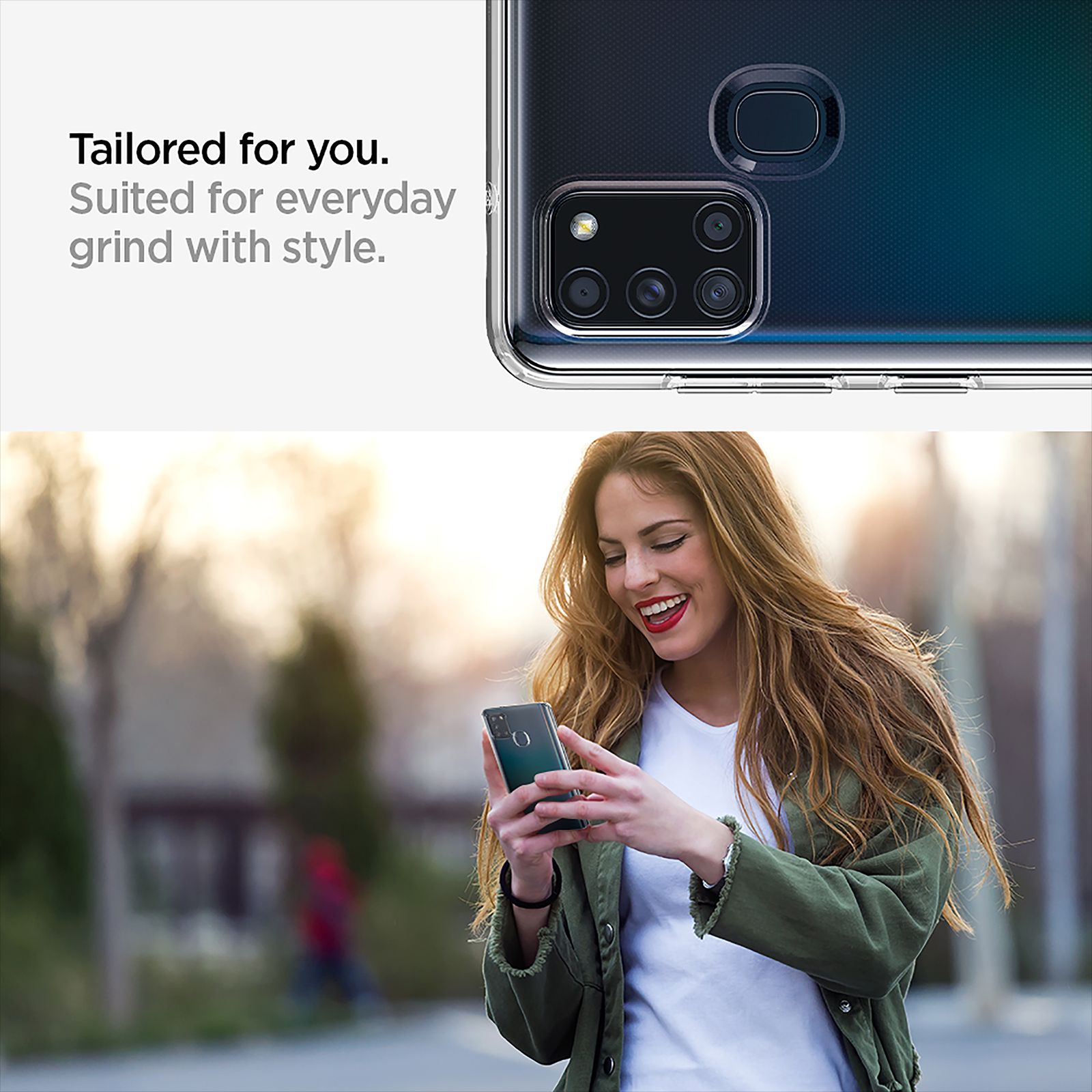 spigen Liquid Crystal TPU Back Case For Galaxy A21s (Glitter-Infused, ACS00975, Clear) spigen Liquid Crystal TPU Back Case For Galaxy A21s (Glitter-Infused, ACS00975, Clear)_4