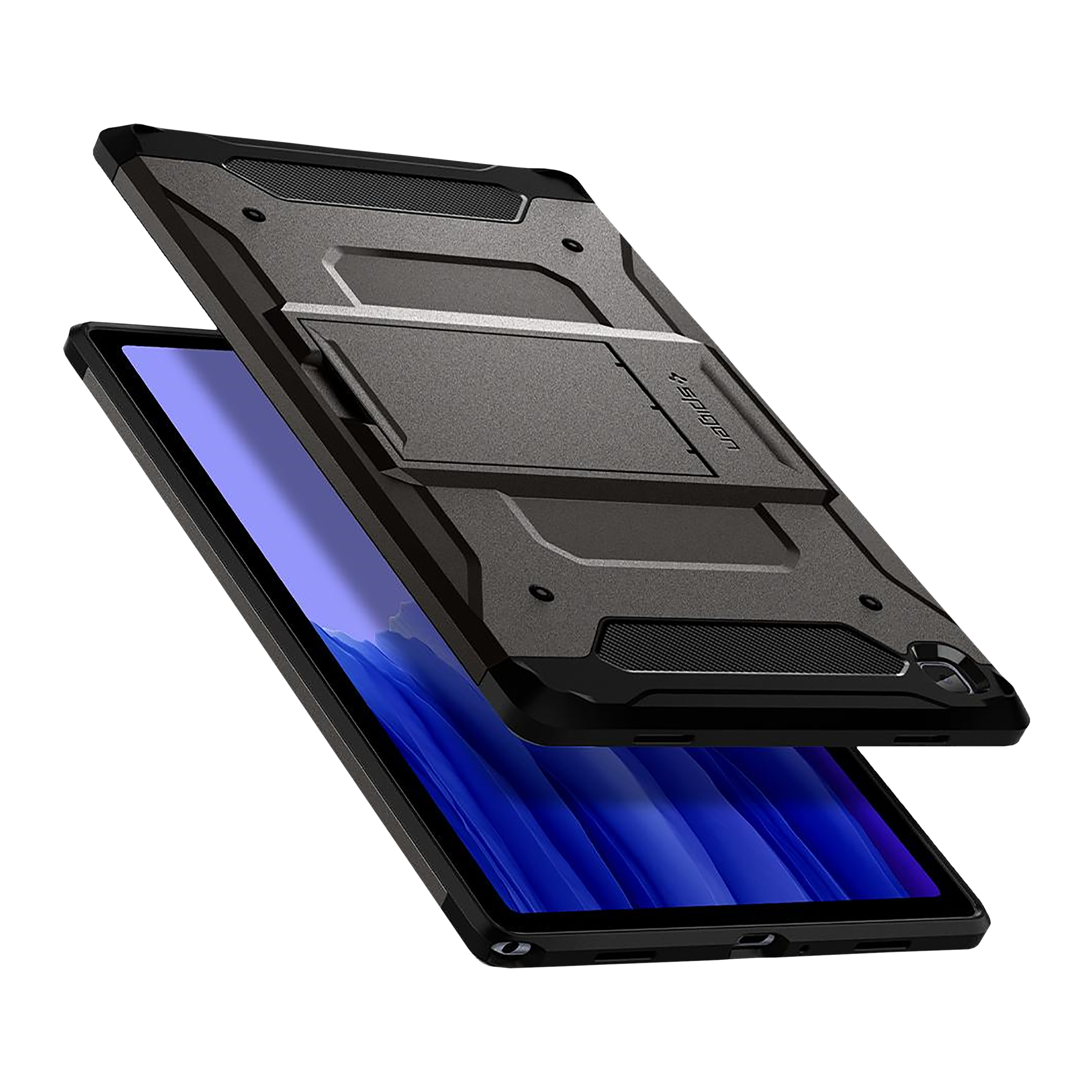 spigen Tough Armor Pro Polycarbonate Back Cover for SAMSUNG Galaxy Tab A7 (Shock Absorbent, Gunmetal) spigen Tough Armor Pro Polycarbonate Back Cover for SAMSUNG Galaxy Tab A7 (Shock Absorbent, Gunmetal)_13