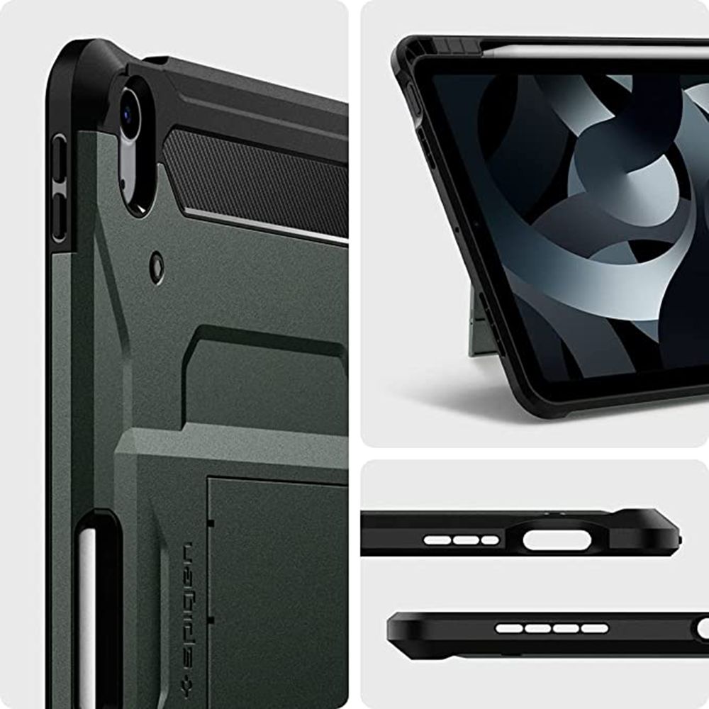 spigen Tough Armor Pro Polycarbonate Back Cover for Apple iPad Air 10.9 Inch (Raised Edges, Military Green) spigen Tough Armor Pro Polycarbonate Back Cover for Apple iPad Air 10.9 Inch (Raised Edges, Military Green)_9