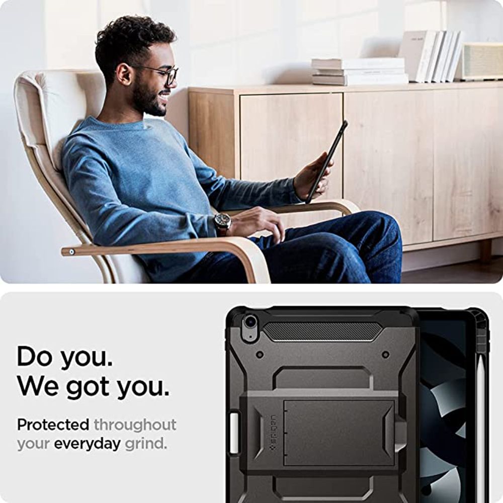 spigen Tough Armor Pro Polycarbonate Back Cover for Apple iPad Air 10.9 Inch (Raised Edges, Gunmetal) spigen Tough Armor Pro Polycarbonate Back Cover for Apple iPad Air 10.9 Inch (Raised Edges, Gunmetal)_9