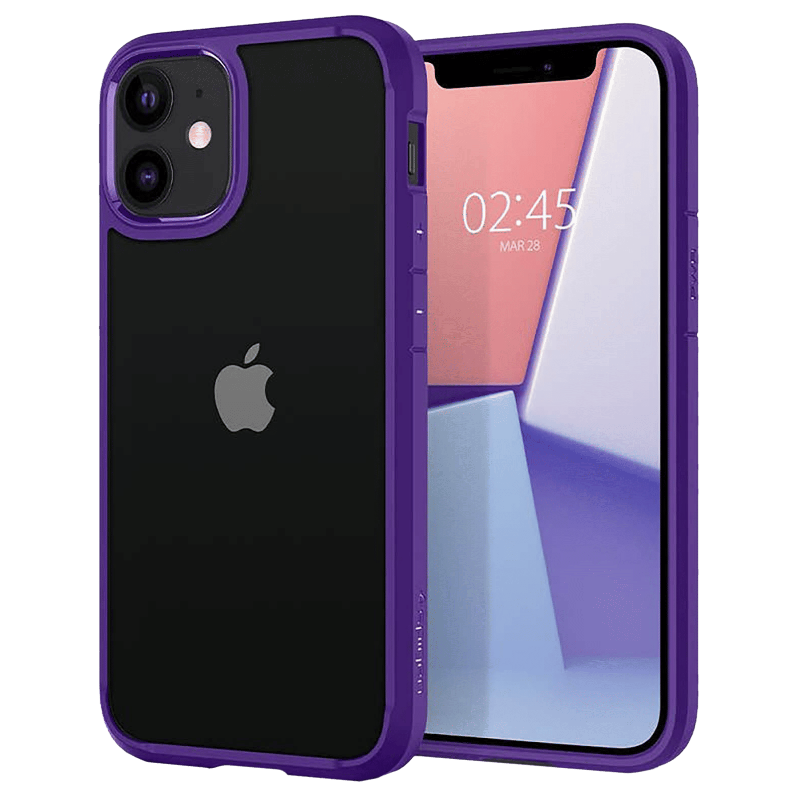 spigen Crystal Hybrid TPU Back Cover for Apple iPhone 12 Mini (Wireless Charging, Hydrangea Purple)_9