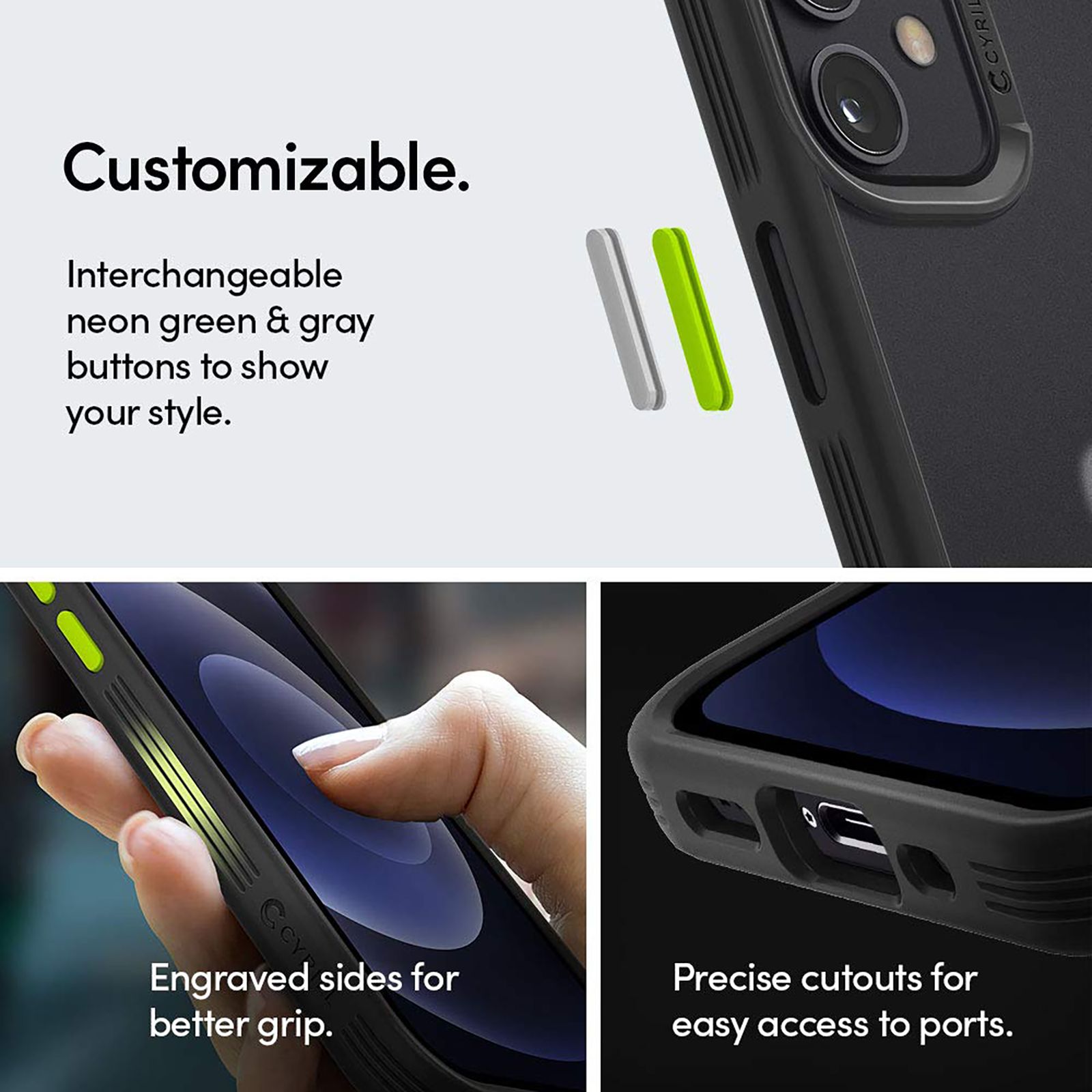 spigen Cyrill Color Brick Hard TPU & Polycarbonate Back Cover for Apple iPhone 12 Mini (Supports Wireless Charging, Black) spigen Cyrill Color Brick Hard TPU & Polycarbonate Back Cover for Apple iPhone 12 Mini (Supports Wireless Charging, Black)_8
