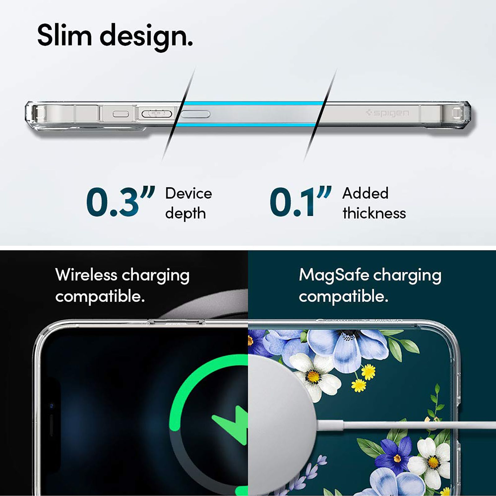 spigen Cecile TPU & Polycarbonate Back Cover for Apple iPhone 12 Pro Max (Wireless Charging Compatible, Midnight Bloom)_7
