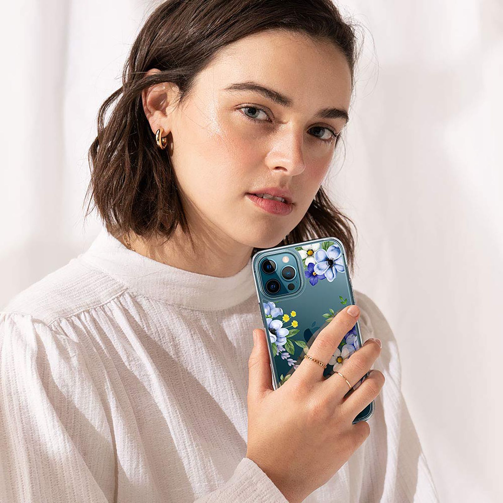 spigen Cecile TPU & Polycarbonate Back Cover for Apple iPhone 12 Pro Max (Wireless Charging Compatible, Midnight Bloom)_9