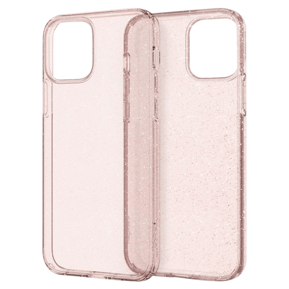 spigen Liquid Crystal Glitter TPU Back Cover for Apple iPhone 12, 12 Pro (Supports Wireless Charging, Rose Quartz)_9