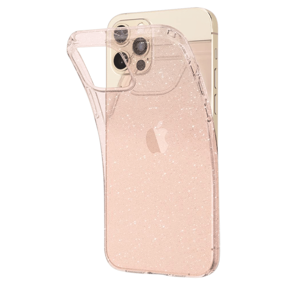 spigen Liquid Crystal Glitter TPU Back Cover for Apple iPhone 12, 12 Pro (Supports Wireless Charging, Rose Quartz)_6