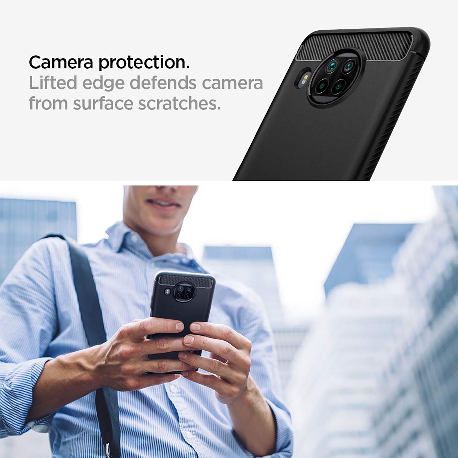 spigen Rugged Armor TPU Back Case For Mi 10T Lite/Mi 10i 5G (Air Cushion Technology, ACS02281, Matte Black)_7