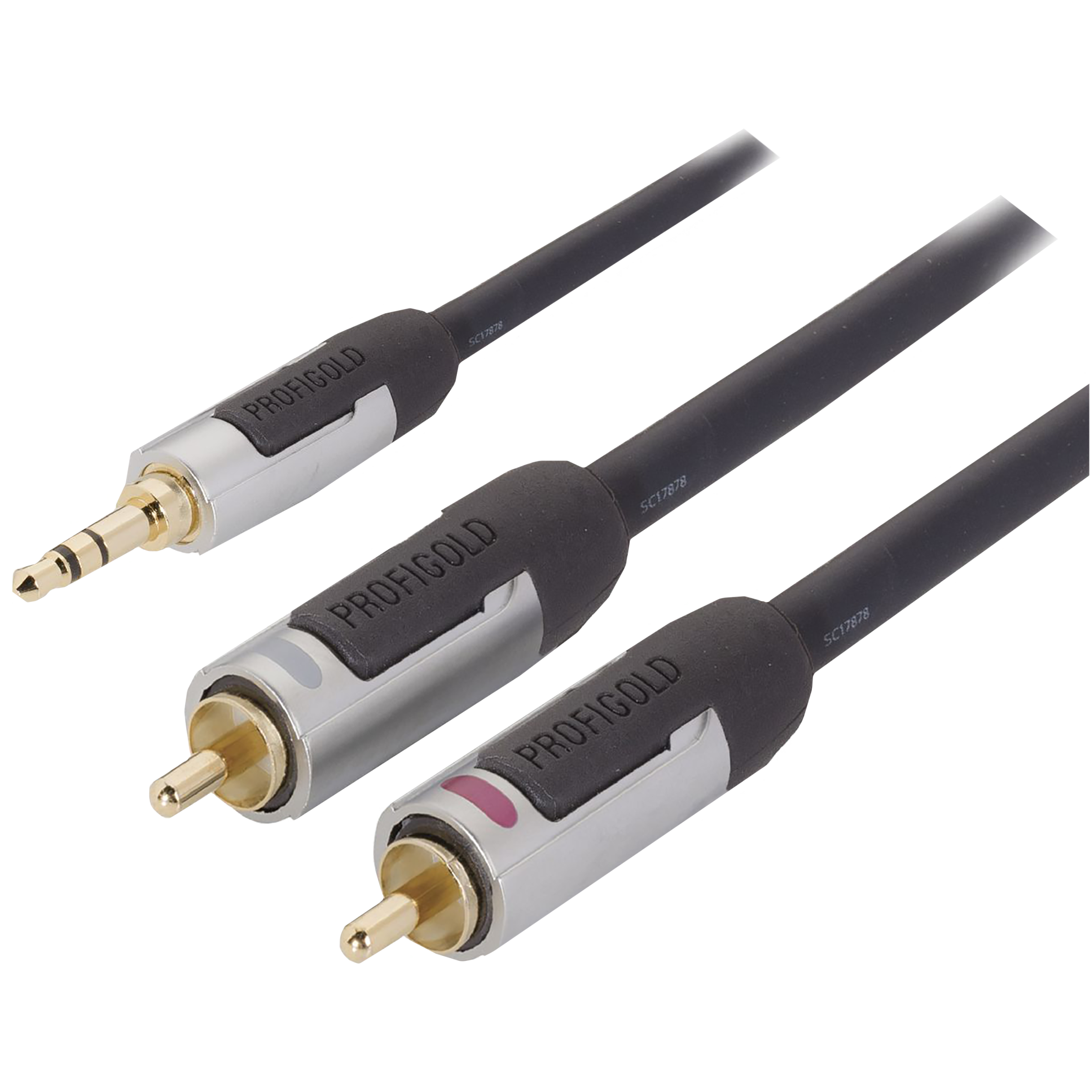 PROFIGOLD PROA3401 PVC 1 Meter 3.5mm Stereo to RCA Audio Cable (IAT Technology, Anthracite) PROFIGOLD PROA3401 PVC 1 Meter 3.5mm Stereo to RCA Audio Cable (IAT Technology, Anthracite)_4