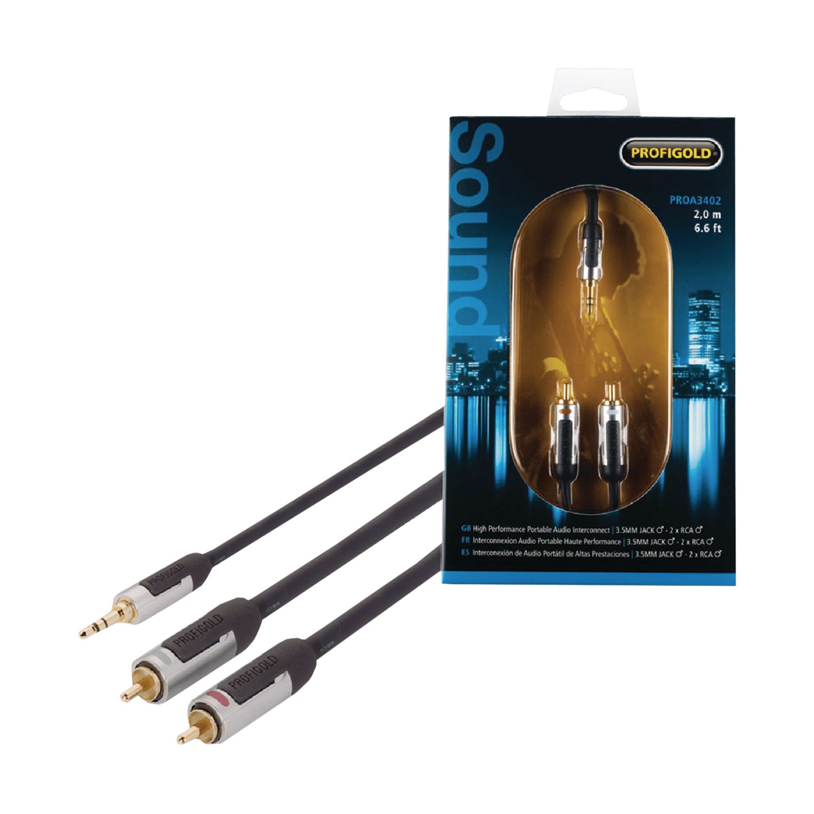 PROFIGOLD PROA3402 3.5mm Stereo to RCA 2 Meter Audio Cable (IAT Technology, Anthracite) PROFIGOLD PROA3402 3.5mm Stereo to RCA 2 Meter Audio Cable (IAT Technology, Anthracite)_4