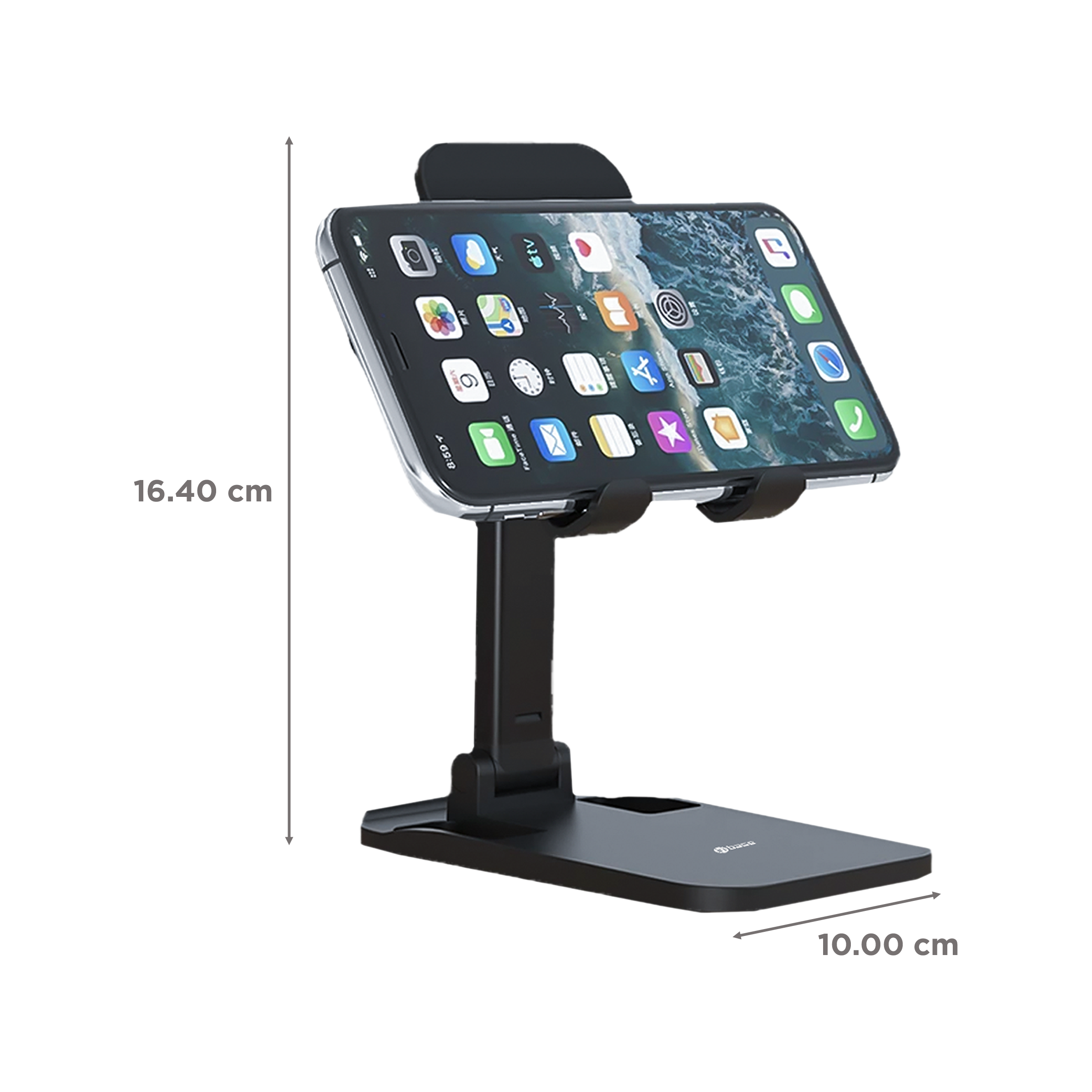 in base IB-1070 Dual Desktop Stand for Mobile & Tablet (360 Degree Rotatable, Black)_2