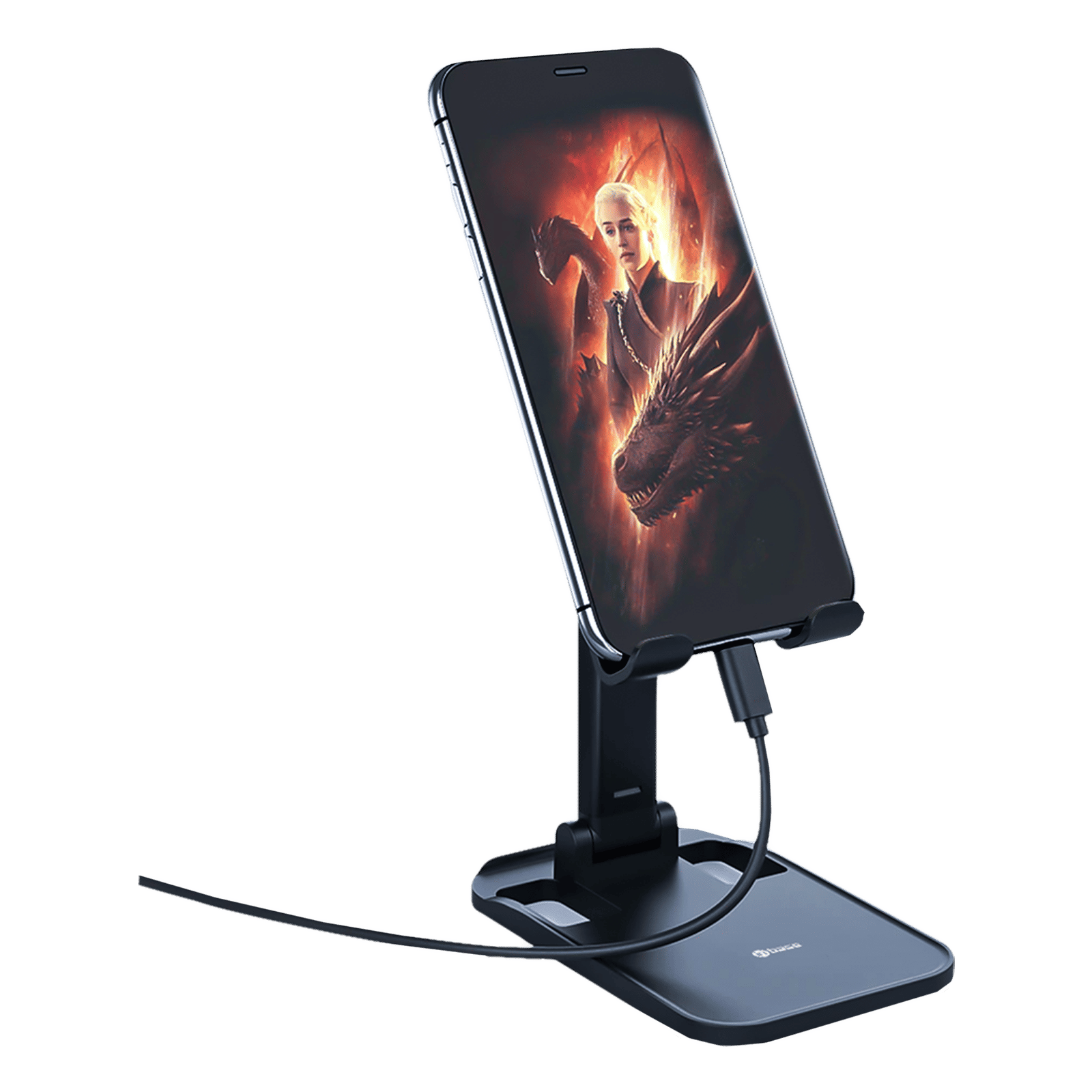 in base IB-1070 Dual Desktop Stand for Mobile & Tablet (360 Degree Rotatable, Black)_4