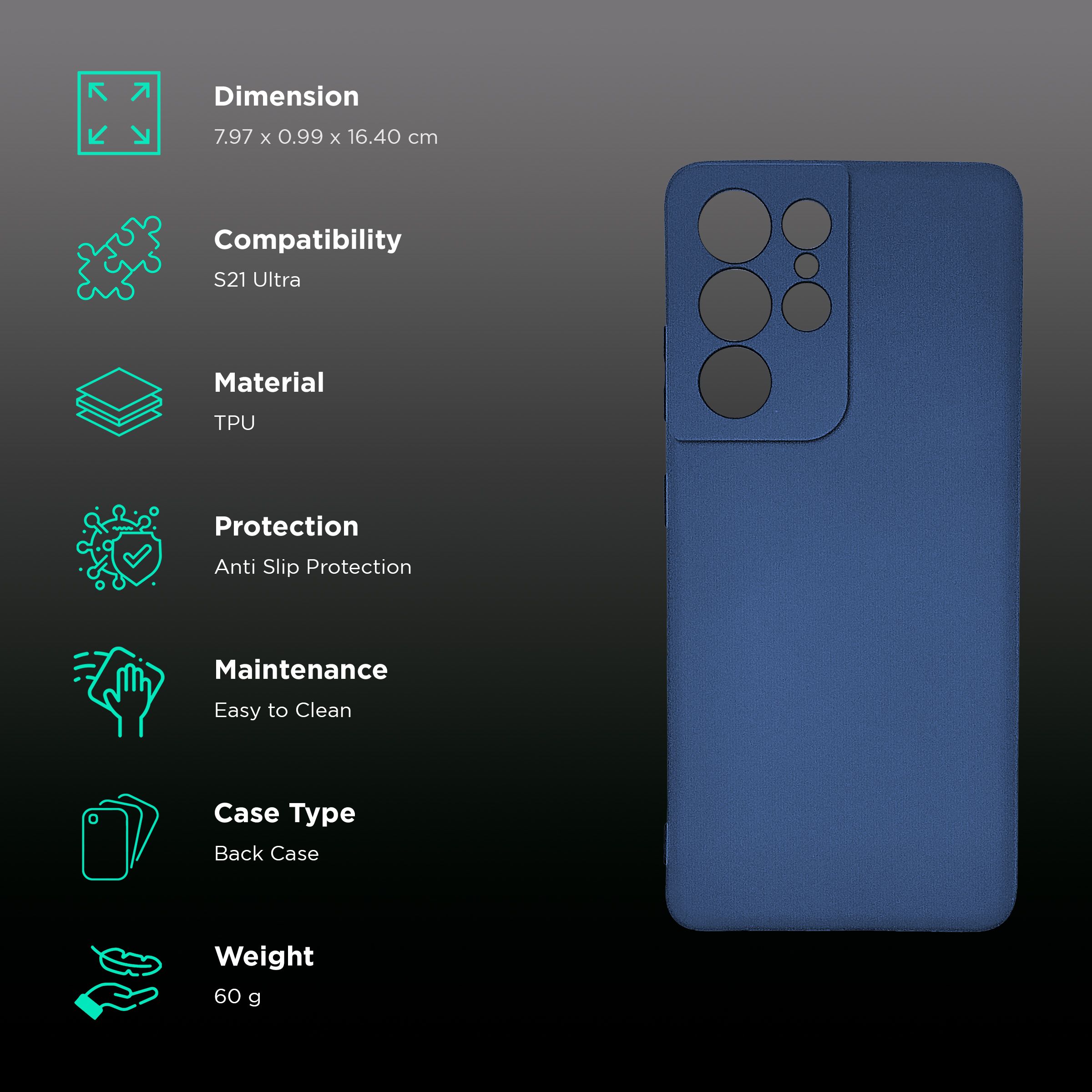 soundREVO TPU Back Cover for SAMSUNG Galaxy S21 Ultra (Anti-Slip Grip, Blue)_2