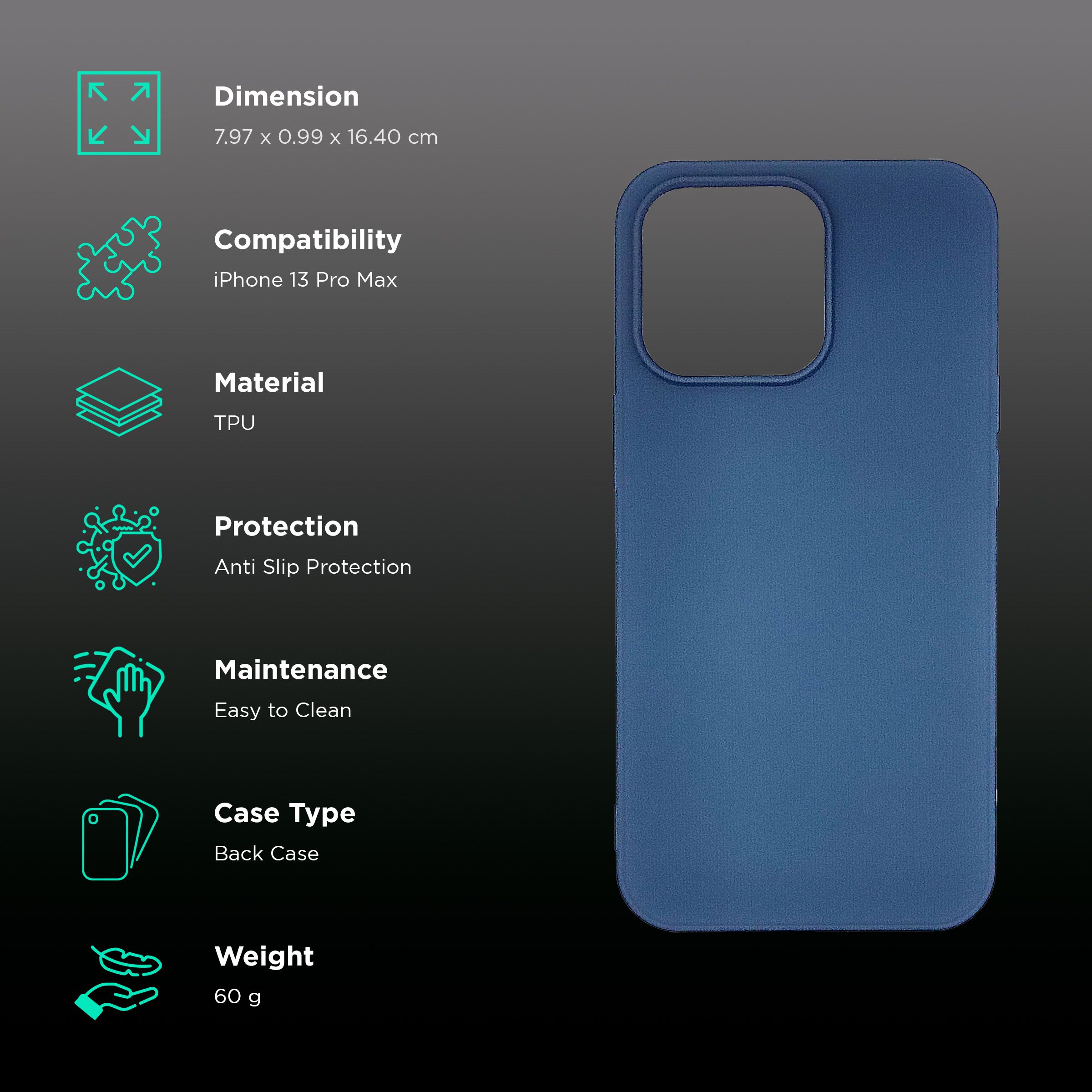 soundREVO TPU Back Cover for Apple iPhone 13 Pro Max (Anti-Slip Grip, Blue)_2