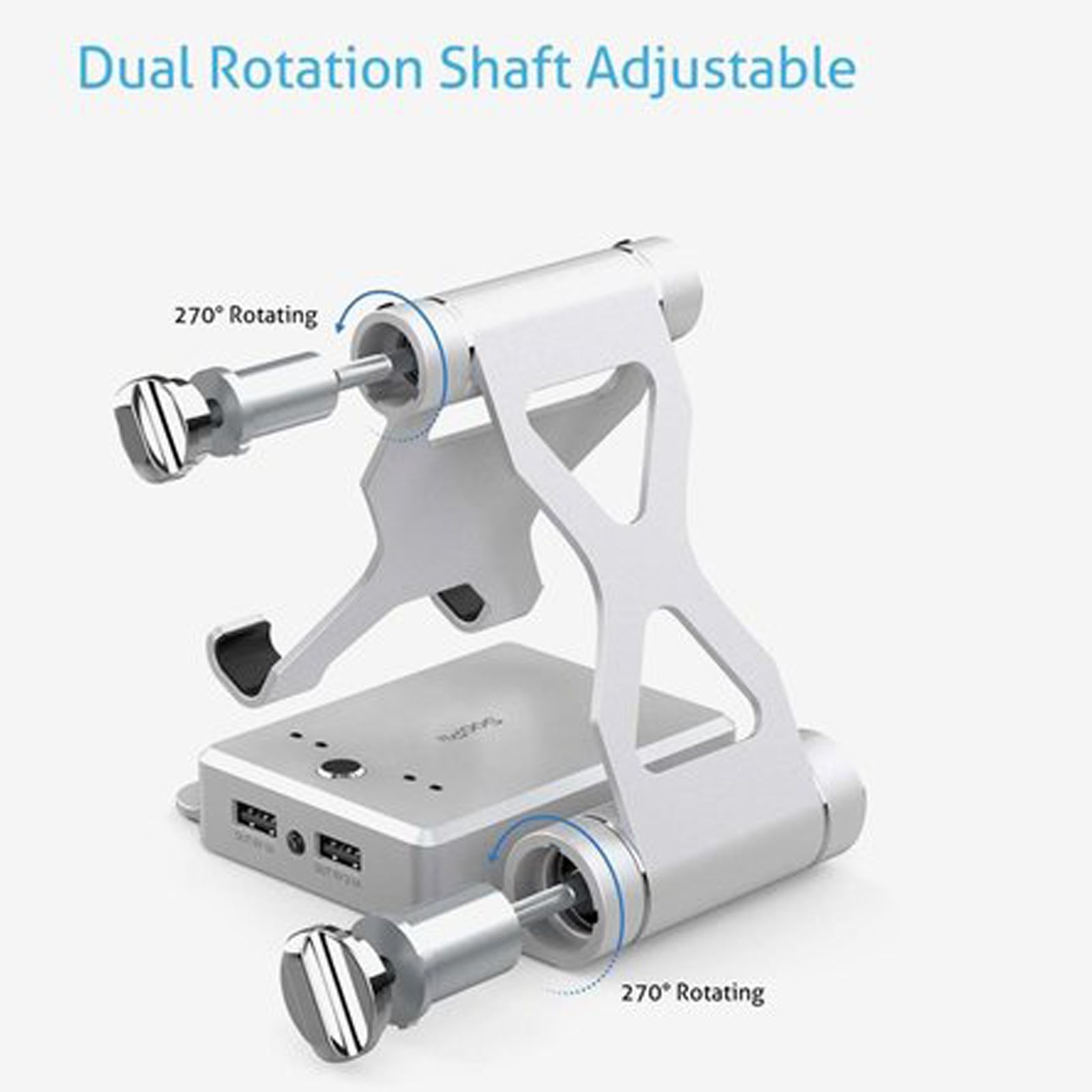 SooPii Foldable Holder For Mobiles and Tablets (In-Built 10000mAh Power Bank, PH01, Silver)_4