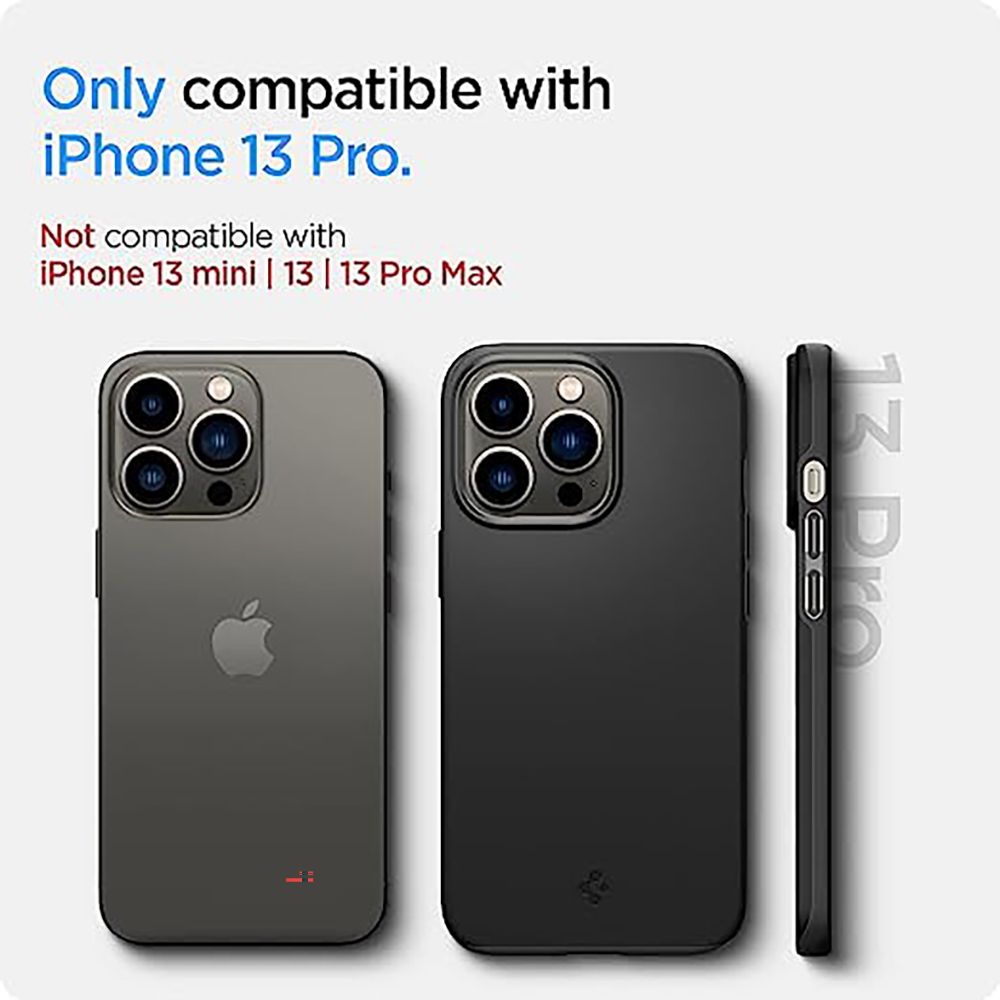 spigen Thin Fit TPU & Polycarbonate Back Cover for Apple iPhone 13 Pro (Wireless Charging Compatible, Black)_9