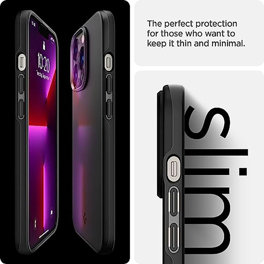 spigen Thin Fit TPU & Polycarbonate Back Cover for Apple iPhone 13 Pro (Wireless Charging Compatible, Black)_7