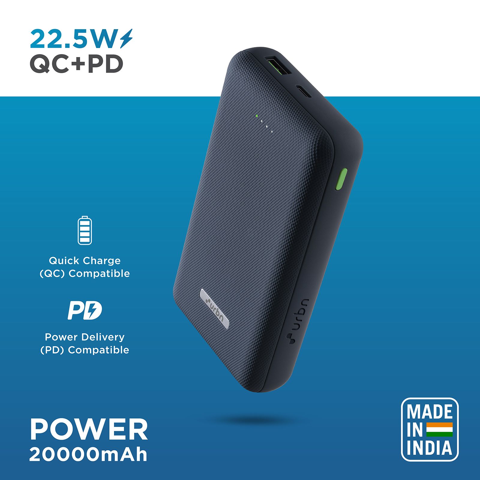 urbn 20000 mAh 22.5W Fast Charging Power Bank (1 Type A Port, 1 Type C Port, 12 Layer Circuit Protection, Blue) urbn 20000 mAh 22.5W Fast Charging Power Bank (1 Type A Port, 1 Type C Port, 12 Layer Circuit Protection, Blue)_6