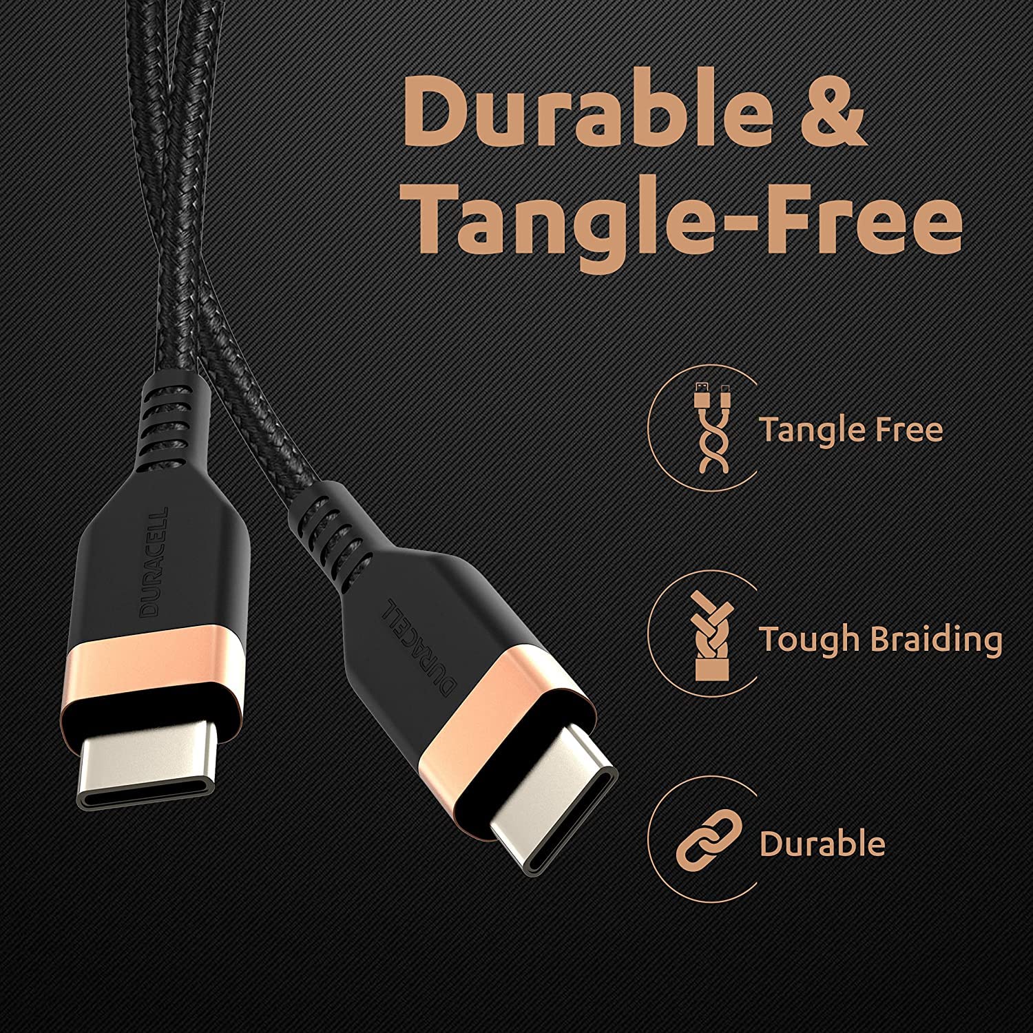 DURACELL Type C to Type C 3.93 Feet (1.2M) Cable (Sync & Charge, Black) DURACELL Type C to Type C 3.93 Feet (1.2M) Cable (Sync & Charge, Black)_3