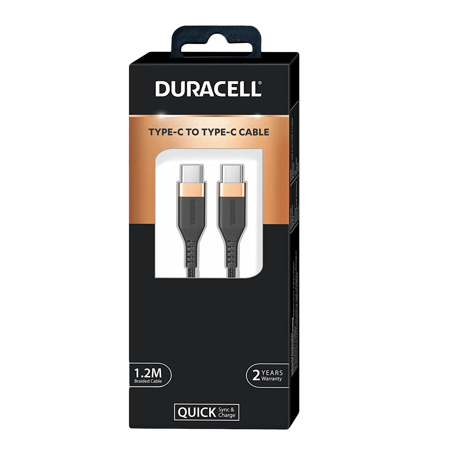 DURACELL Type C to Type C 3.93 Feet (1.2M) Cable (Sync & Charge, Black) DURACELL Type C to Type C 3.93 Feet (1.2M) Cable (Sync & Charge, Black)_5
