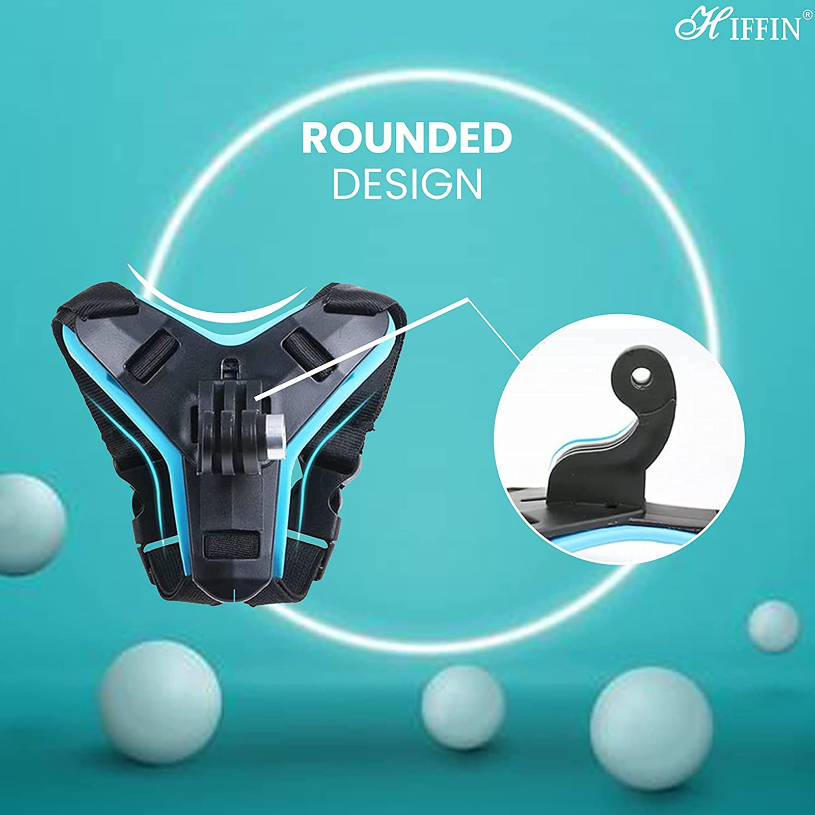 HIFFIN Helmet Chin Strap Mount for Camera (180 Degree Adjustable, Black & Blue)_4