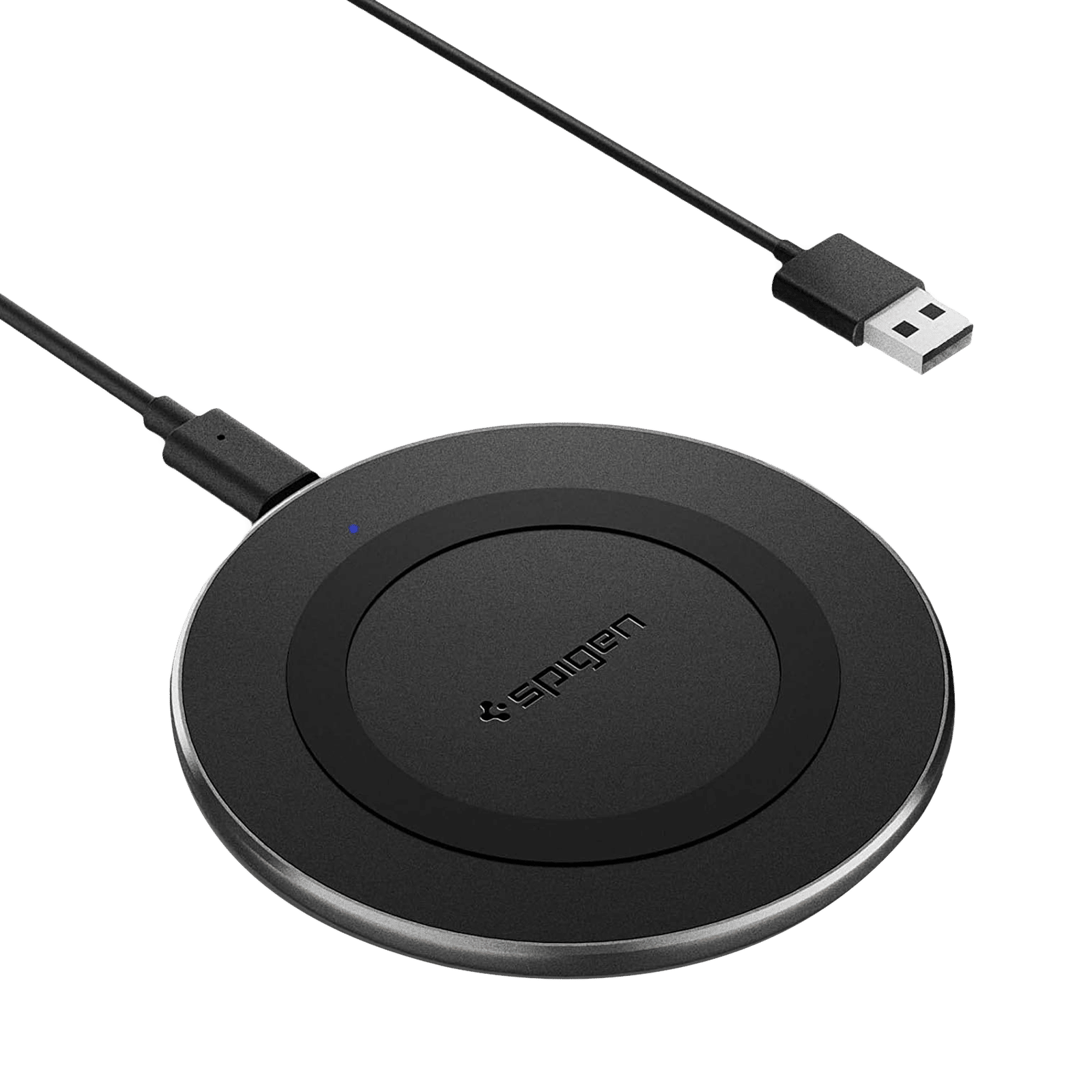 spigen Essential 15W Wireless Charger for iPhone 14, 13, 12, 11, X.8 Series/SAMSUNG Galaxy S23, S22, S21, S20/OnePlus 9, 9 Pro (Air Boost Technology, Black)_1