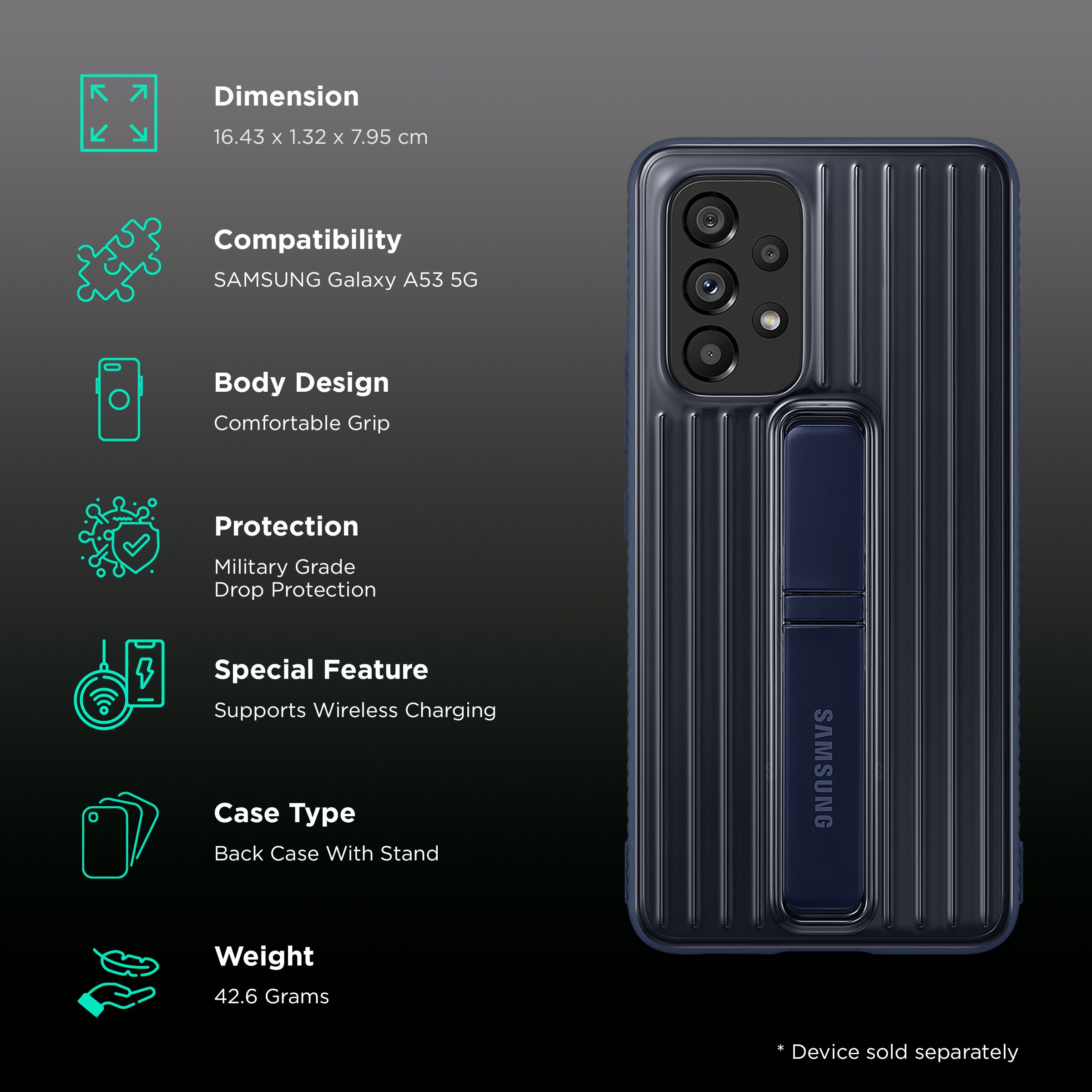 SAMSUNG Back Cover for SAMSUNG Galaxy A53 5G (Military Grade Drop Tested, Navy)_2