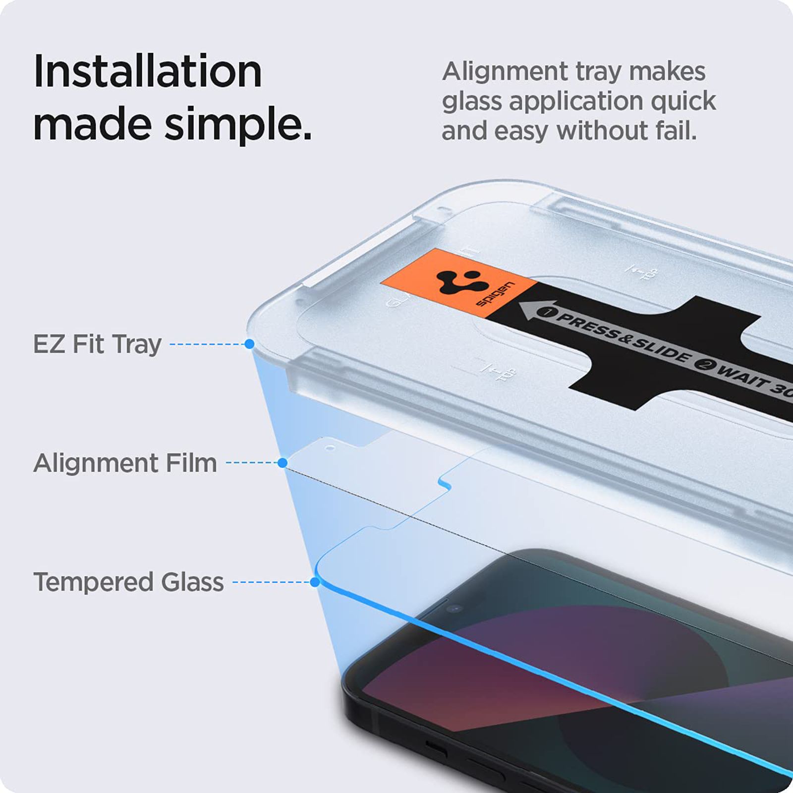 spigen GLAS.tR EZ Fit Screen Protector for Apple iPhone 13, 13 Mini, 13 Pro Max (Fingerprint Resistant) spigen GLAS.tR EZ Fit Screen Protector for Apple iPhone 13, 13 Mini, 13 Pro Max (Fingerprint Resistant)_10