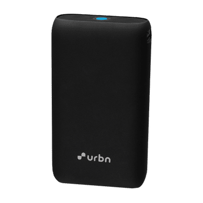 urbn Nano 10000 mAh 20W Fast Charging Power Bank (1 Type A & 1 Type C, 12 Layer Circuit Protection, Black)