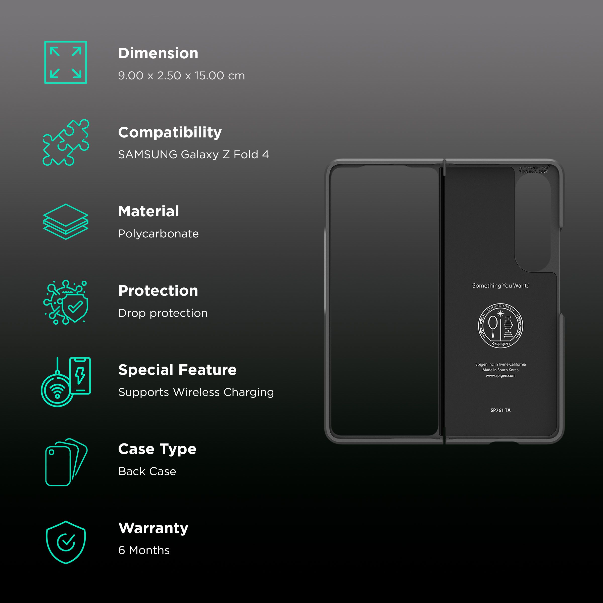 spigen Tough Armor TPU & Polycarbonate Back Case for SAMSUNG Galaxy Z Fold 4 (Wireless Charging Compatible, Black) spigen Tough Armor TPU & Polycarbonate Back Case for SAMSUNG Galaxy Z Fold 4 (Wireless Charging Compatible, Black)_2