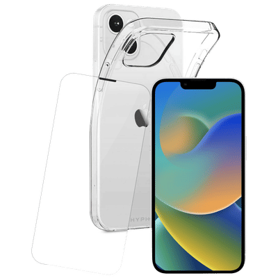 HYPHEN Aire Tempered Glass & TPU, Polycarbonate Back Cover Combo for Apple iPhone 14 (Wireless Charging Compatible, Clear)