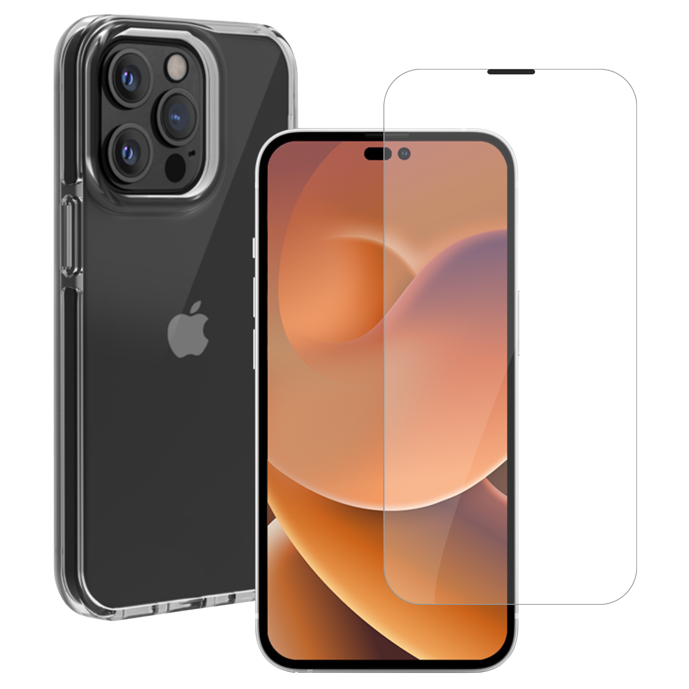 HYPHEN Aire Tempered Glass & TPU, Polycarbonate Back Cover Combo for Apple iPhone 14 Pro (Wireless Charging Compatible, Clear)_1